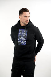 Amico Black Monogram Hoodie Blue