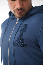Navy Full Zip Embroidered Pawn Hoodie