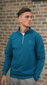 Men's Skull Badge Half Zip Red