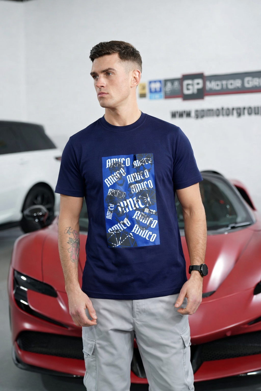 Men's Navy Skull Blue T-Shirt
