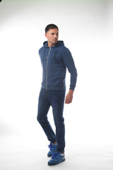 Navy Full Zip Embroidered Pawn Hoodie