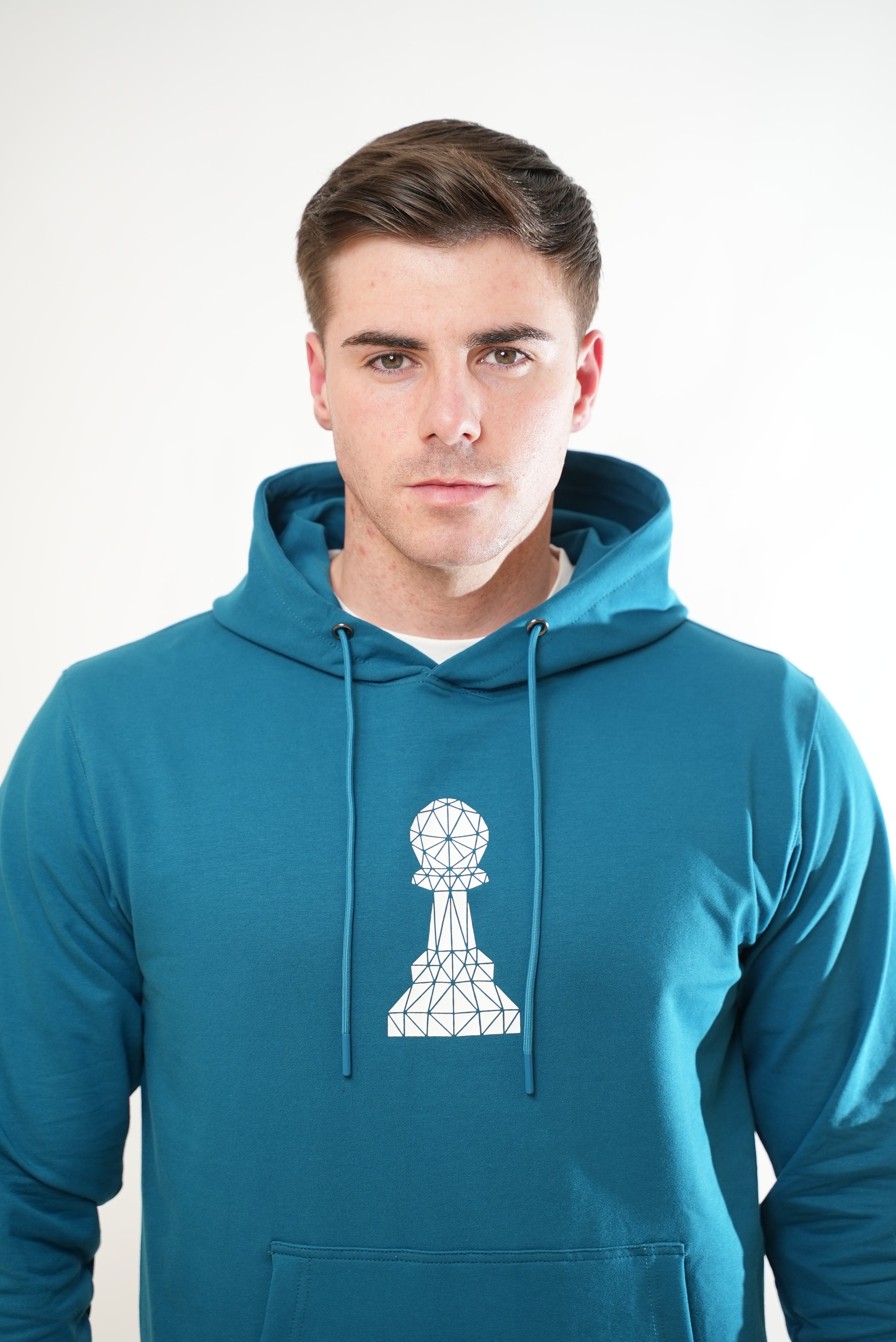 Men's Blue White Pawn Hoodie