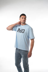 Oversized Baby Blue Amico Print TEE