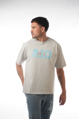 Oversized Stone Washed Grey Amico Print TEE