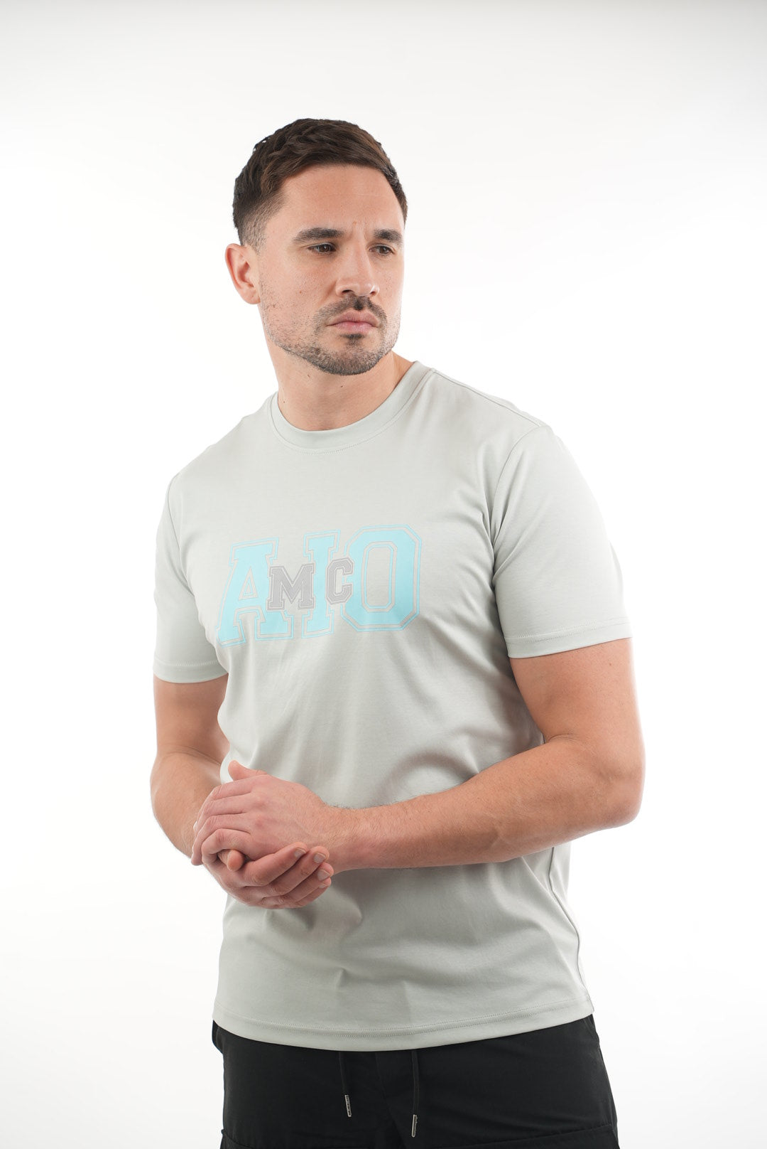 Amico Grey Baby Blue Print Tee