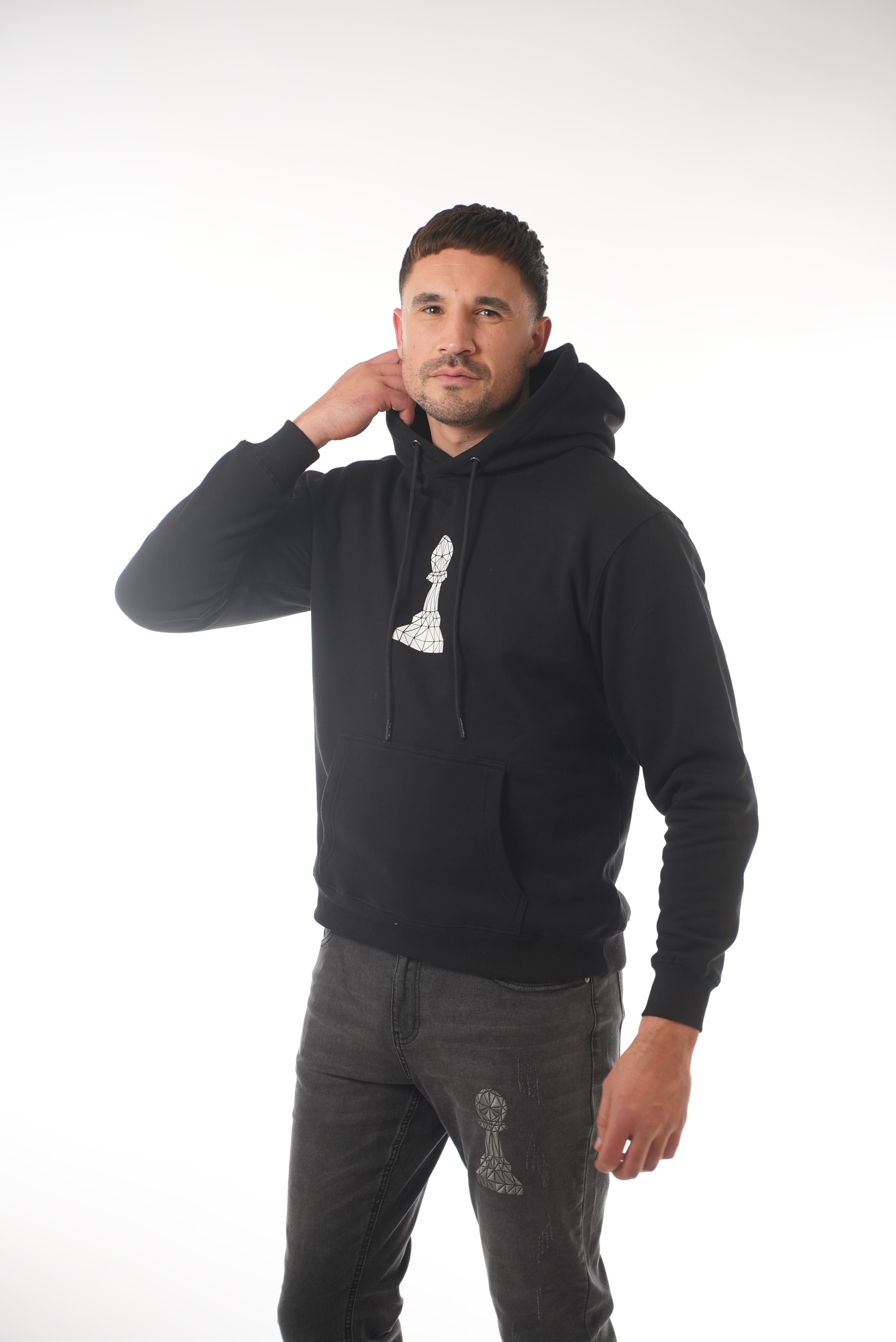 Black Single White Pawn Hoodie