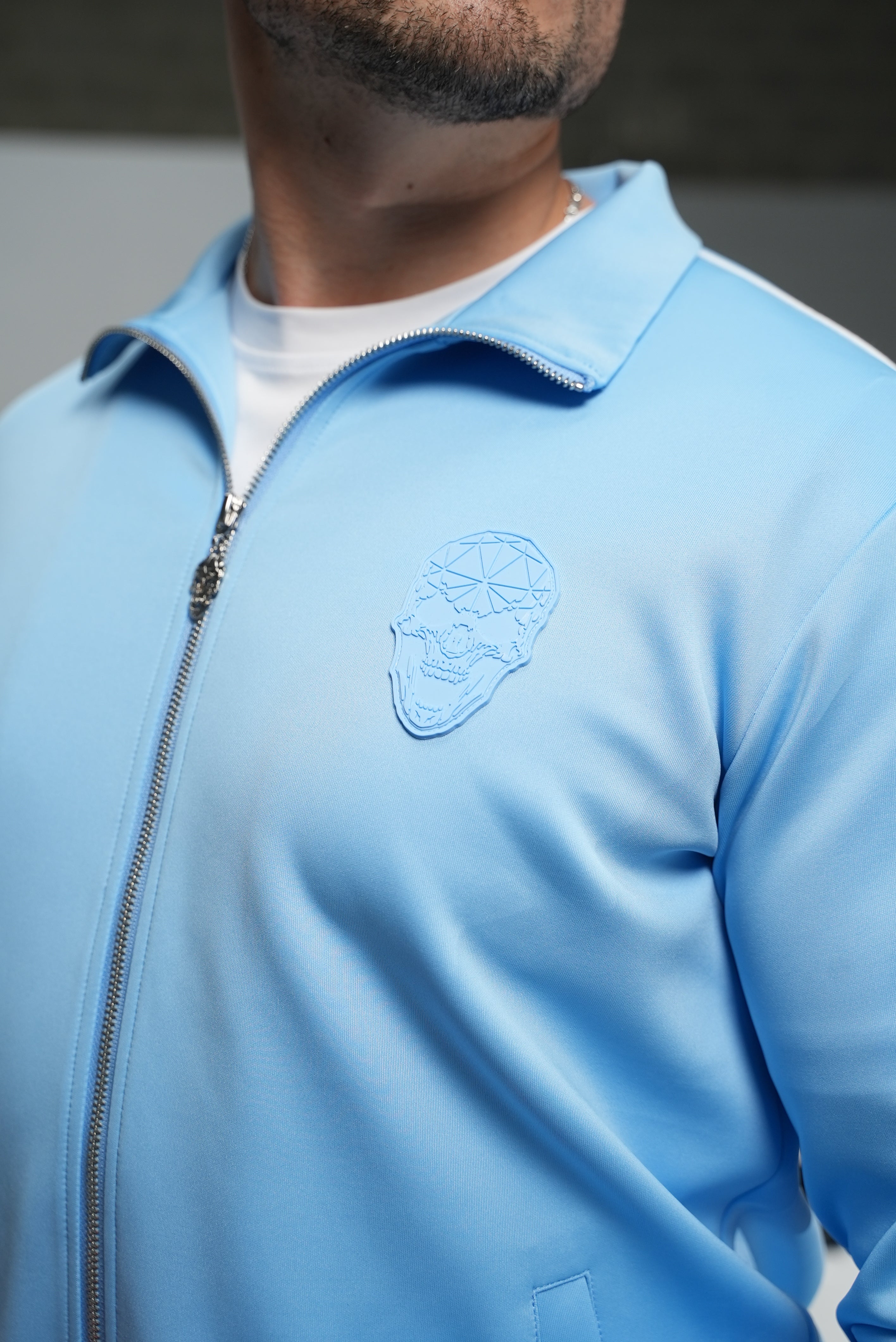 Colbalt Baby Blue Skull Zip Jacket