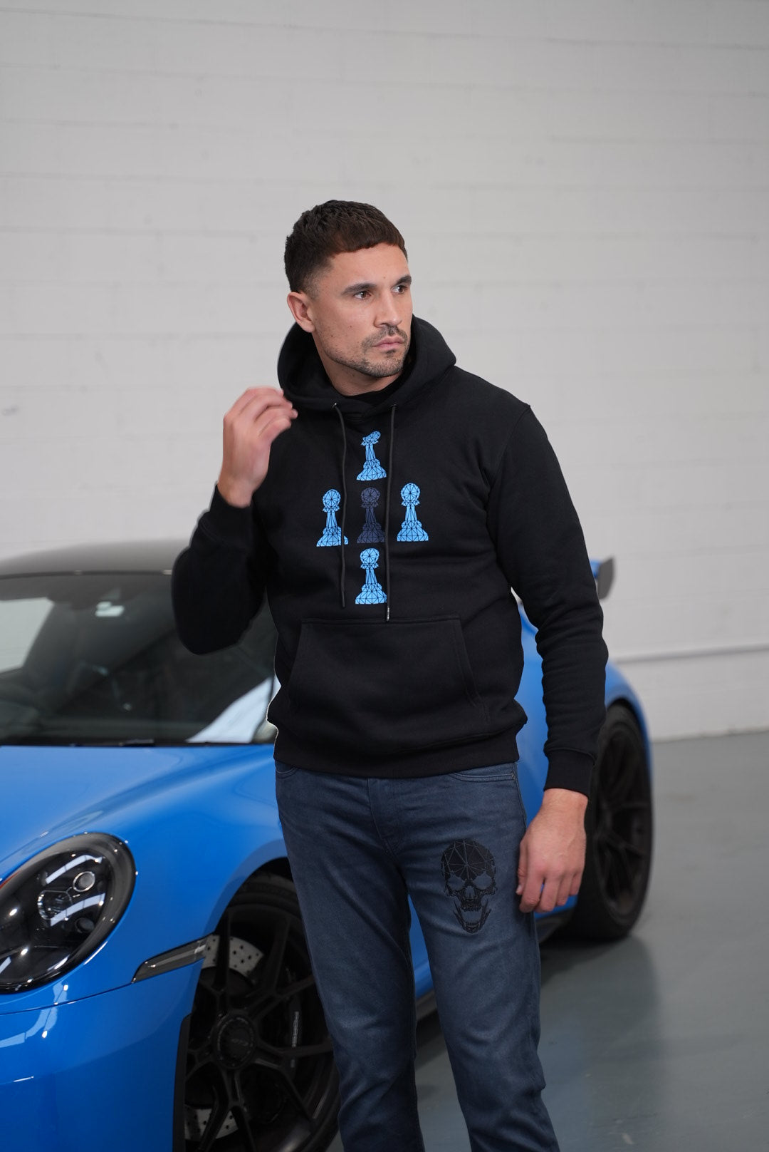 5 Pawn Hoodie Black - 4 Blue 1 Black