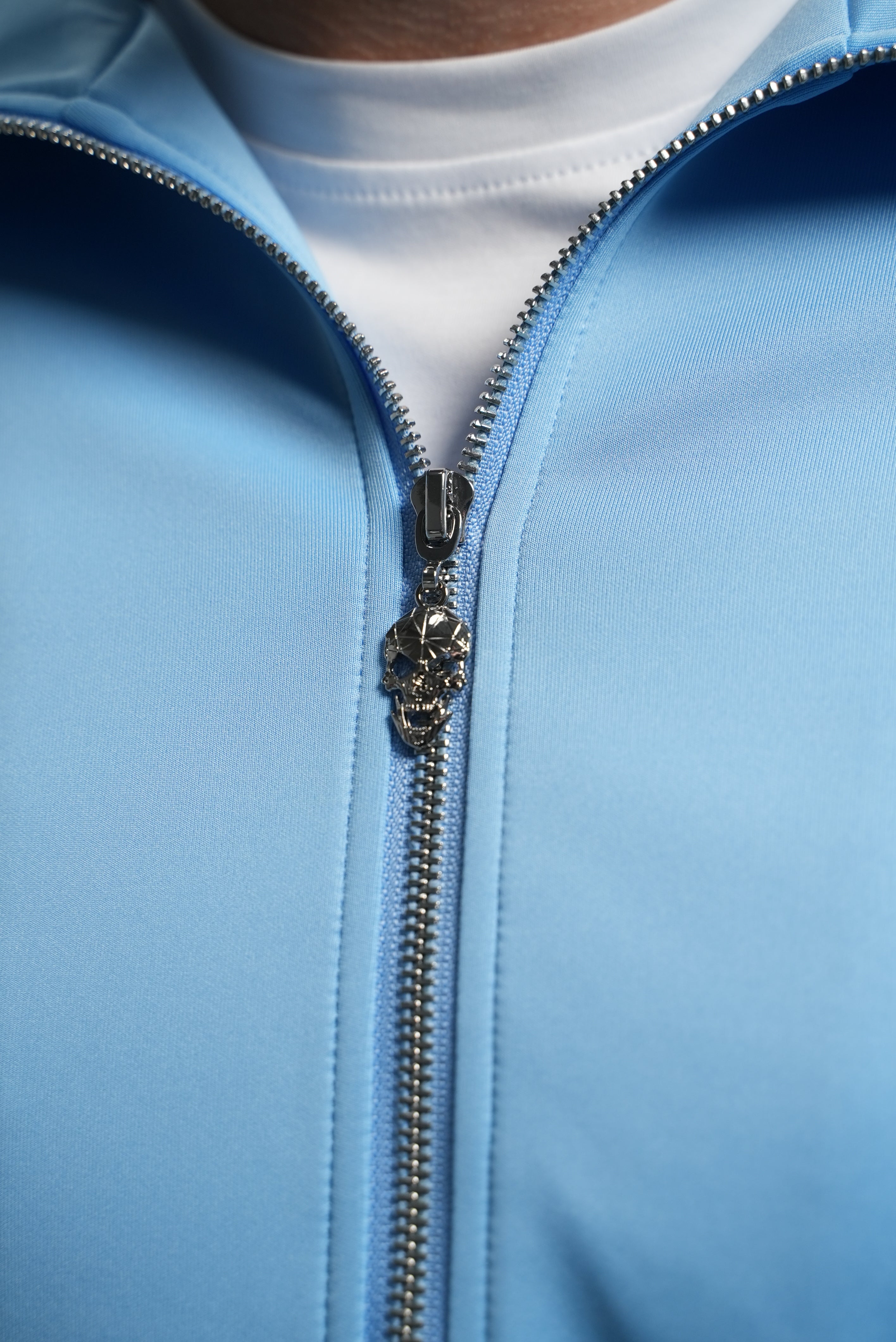 Colbalt Baby Blue Skull Zip Jacket