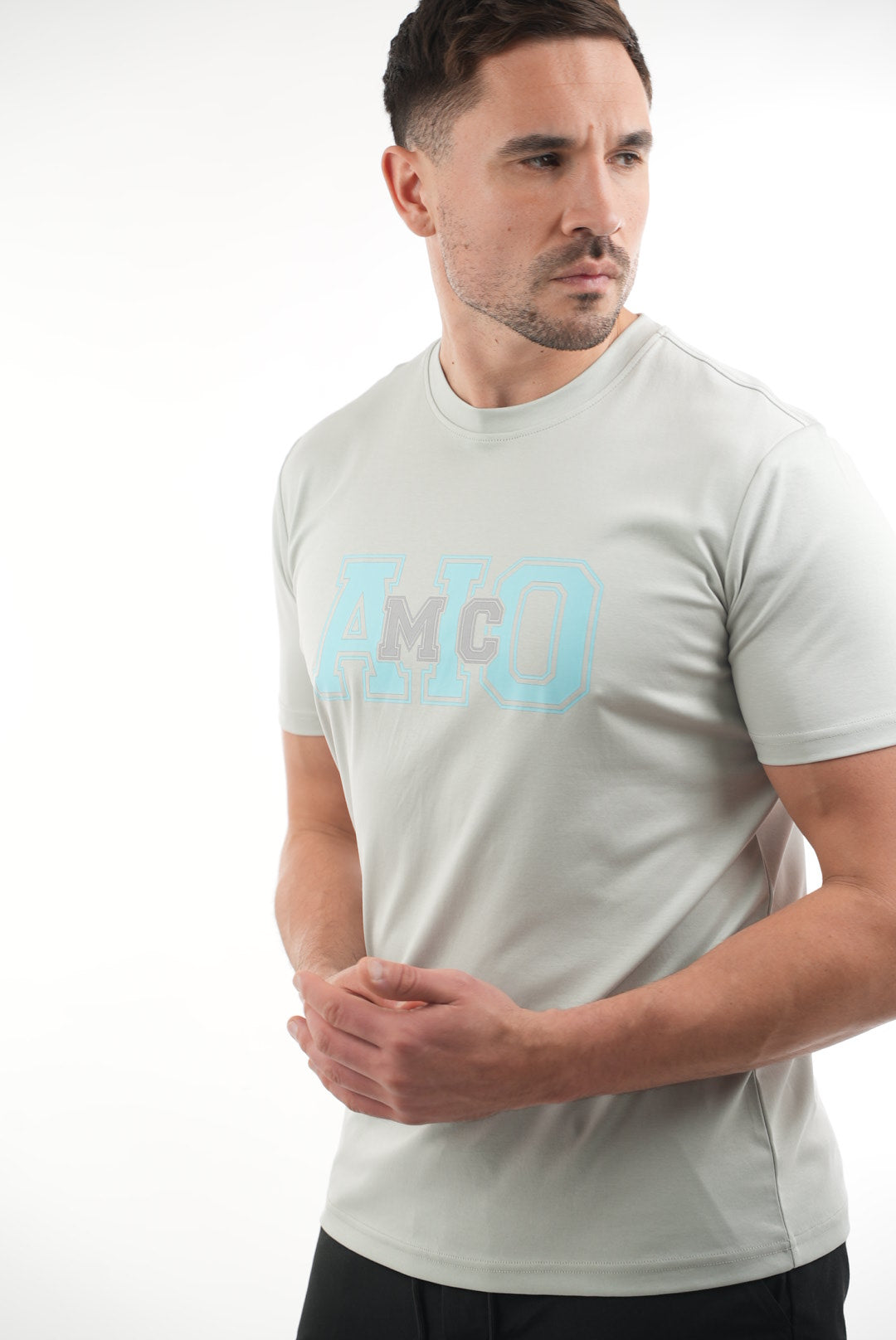 Amico Grey Baby Blue Print Tee