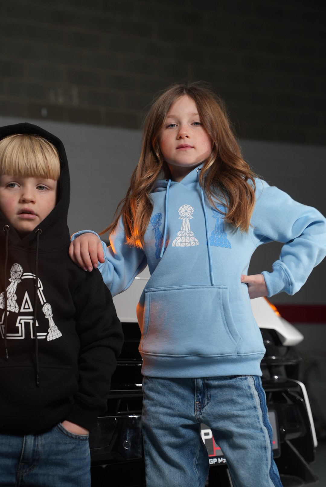 Children’s Baby Blue Tri Pawn Hoodie