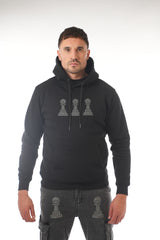 TRI PAWN HOODIE BLACK/BLACK PAWNS in