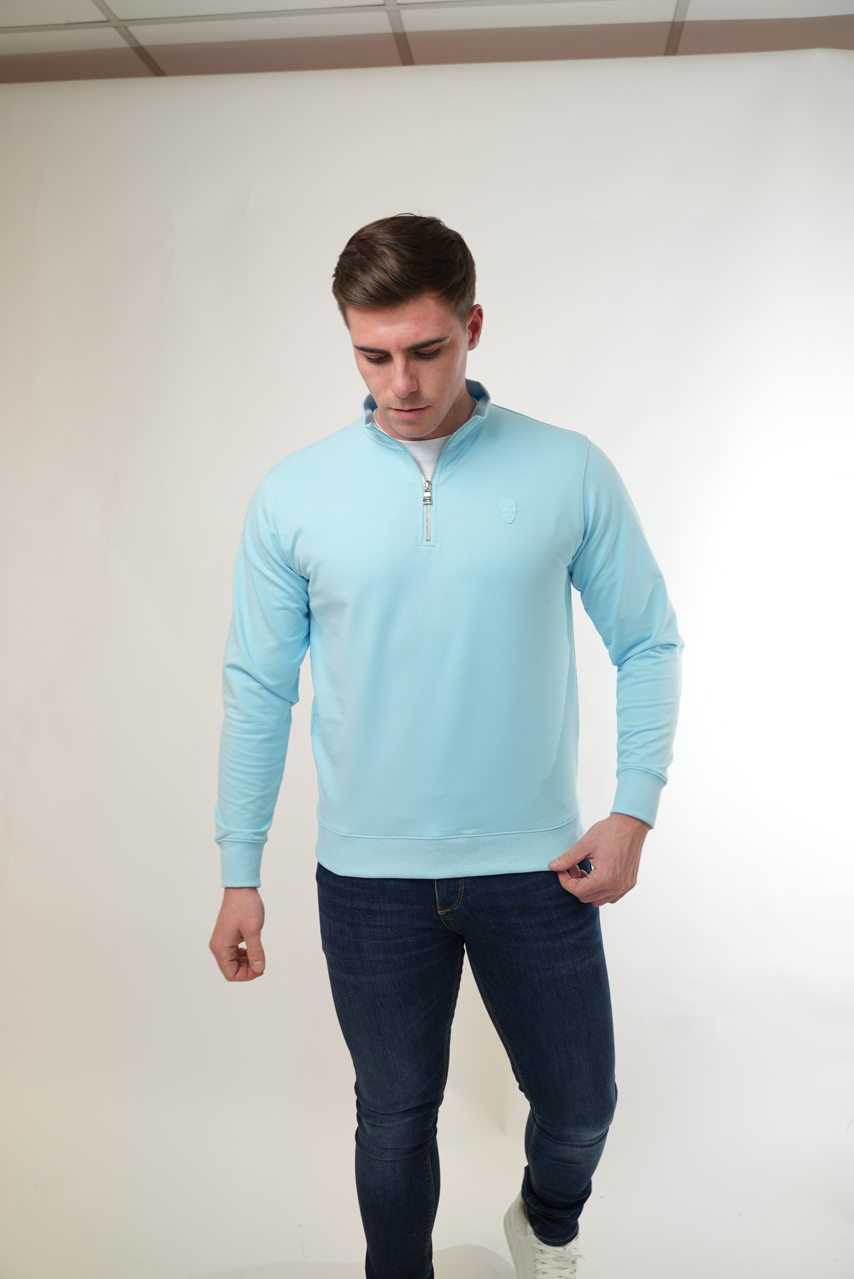 Men's Amico Baby Blue Half Zip Top