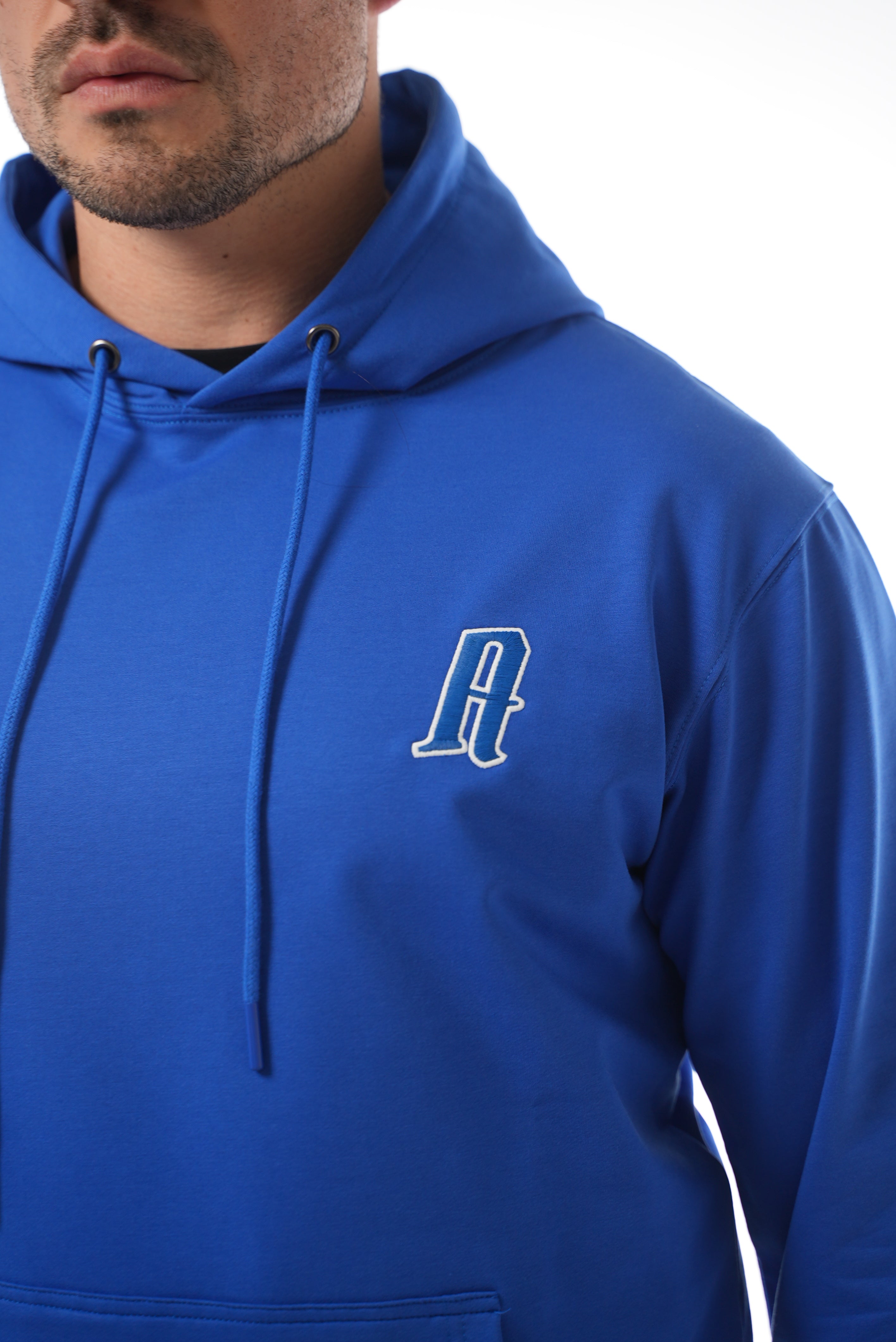 “A” EMBROIDERY BLUE HOODIE