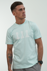 Men's Amico Tri Pawn Baby Blue White T-Shirt