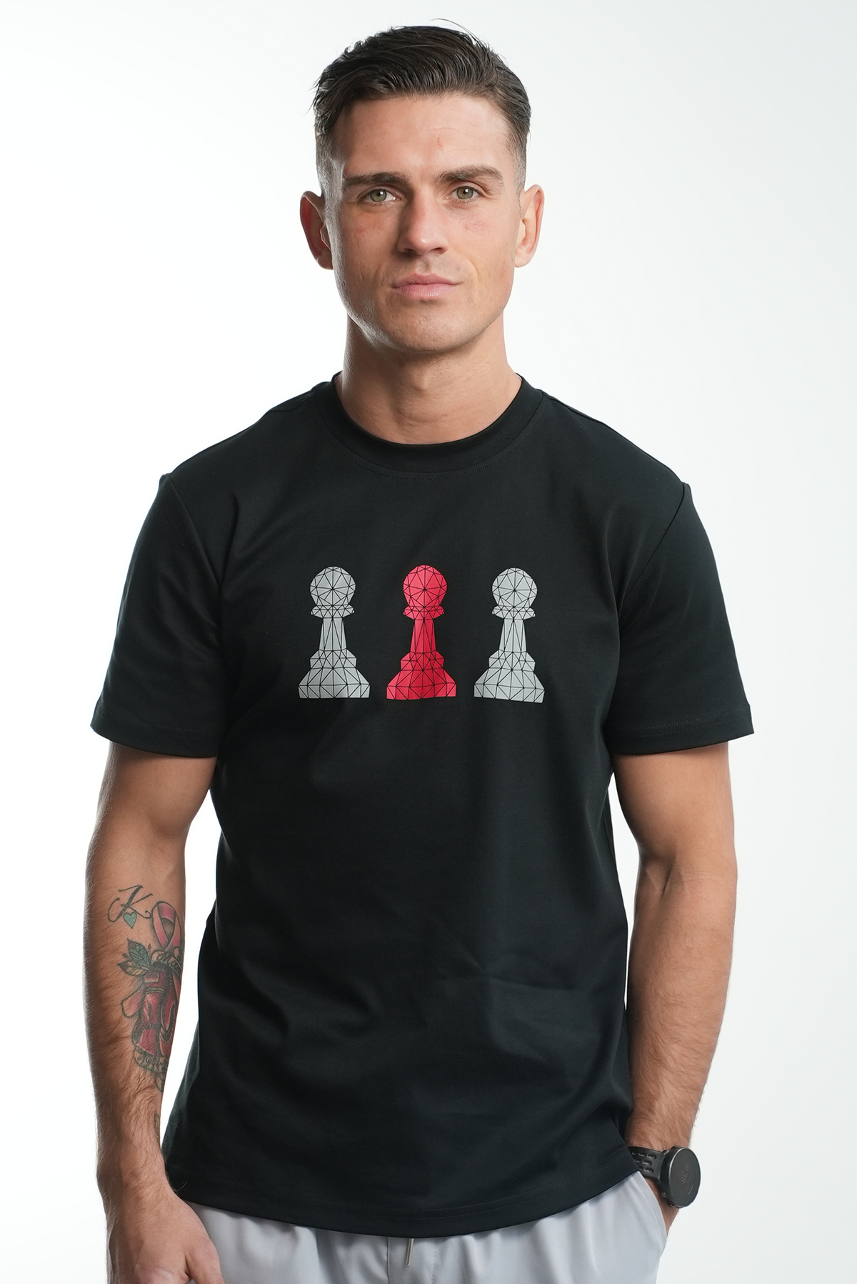 Men’s Amico Grey & Red Tri Pawn T-Shirt