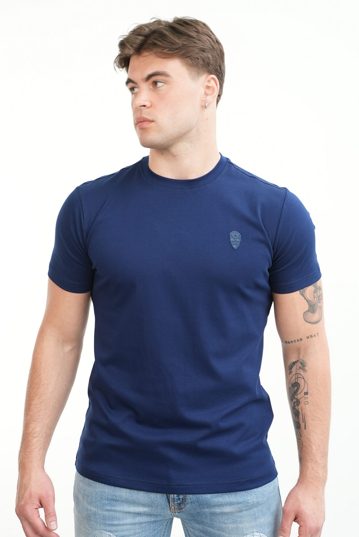 Men's Amico Skull Badge Navy T-Shirt