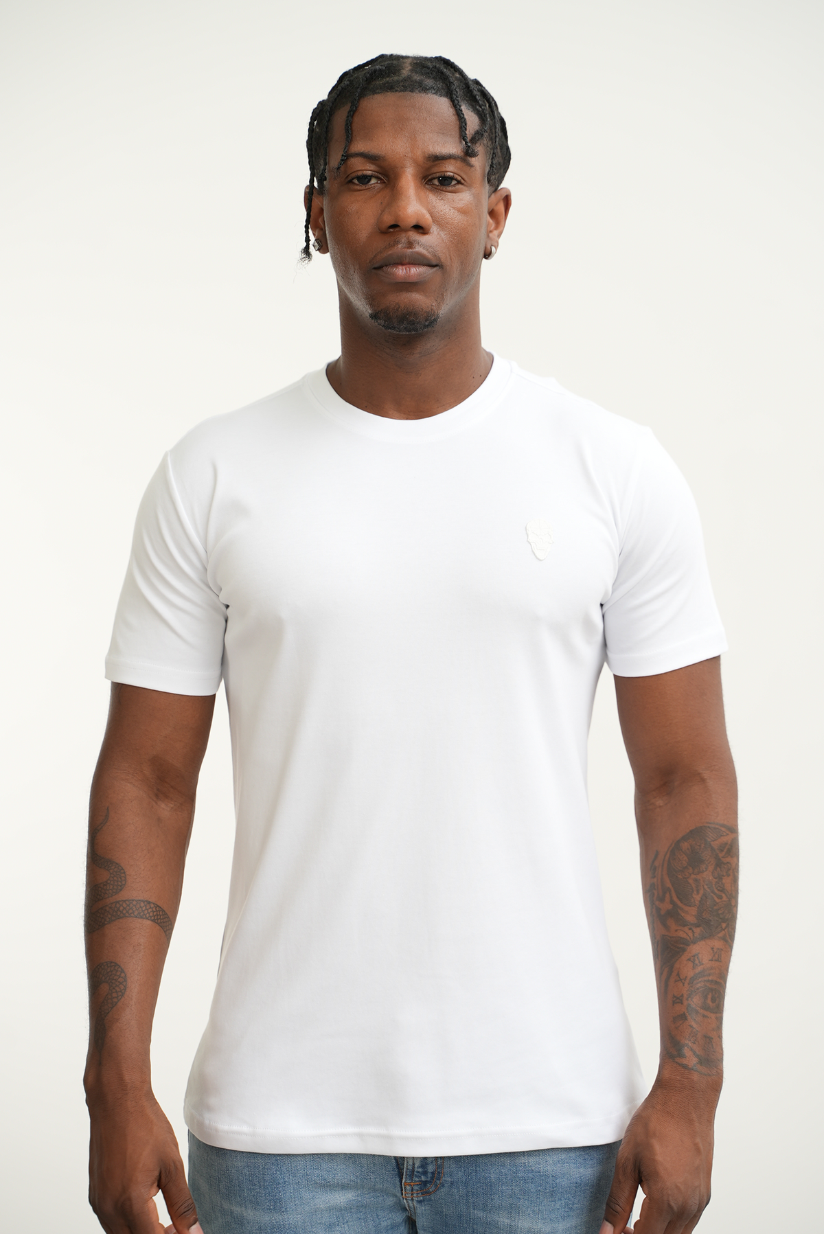 Men's Amico Skull Badge White T-Shirt