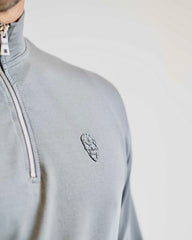 Men's Skull Badge Half Zip Grey