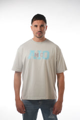 Oversized Stone Washed Grey Amico Print TEE