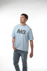 Oversized Baby Blue Amico Print TEE