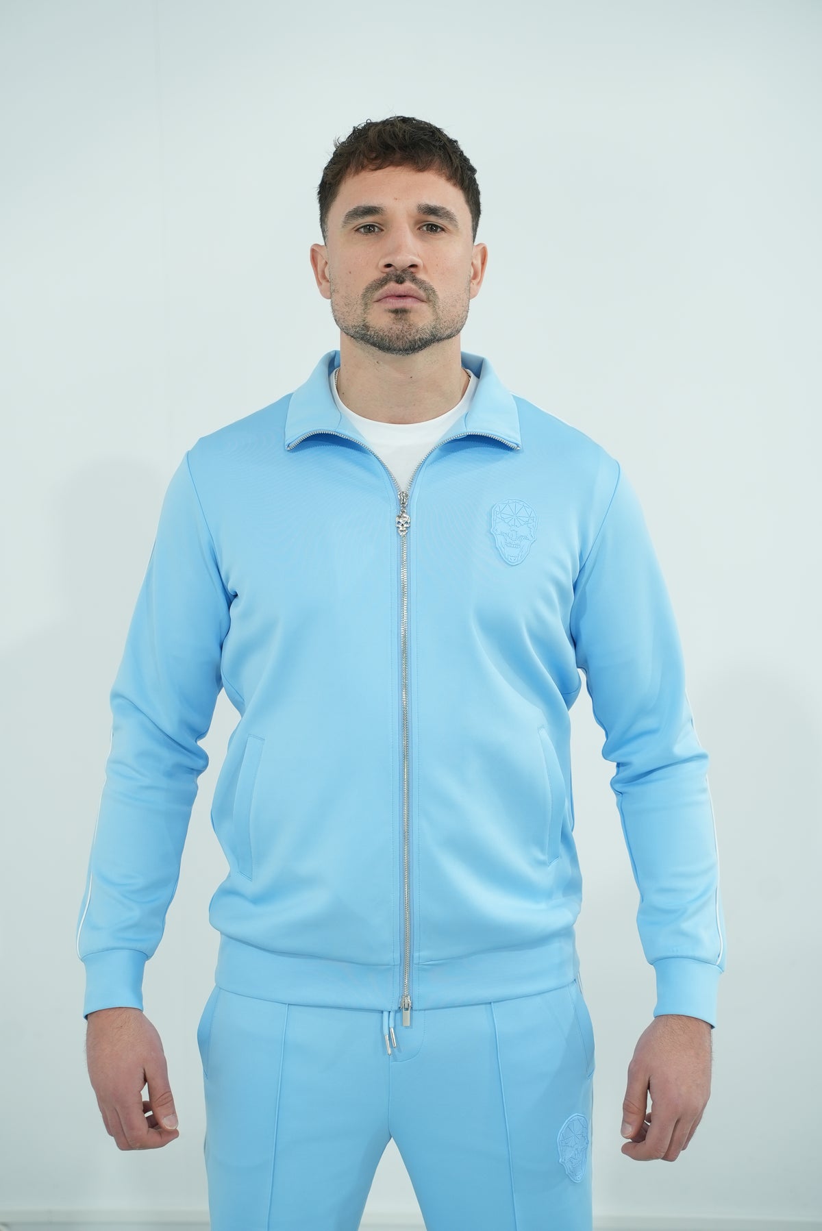 Colbalt Baby Blue Skull Zip Jacket