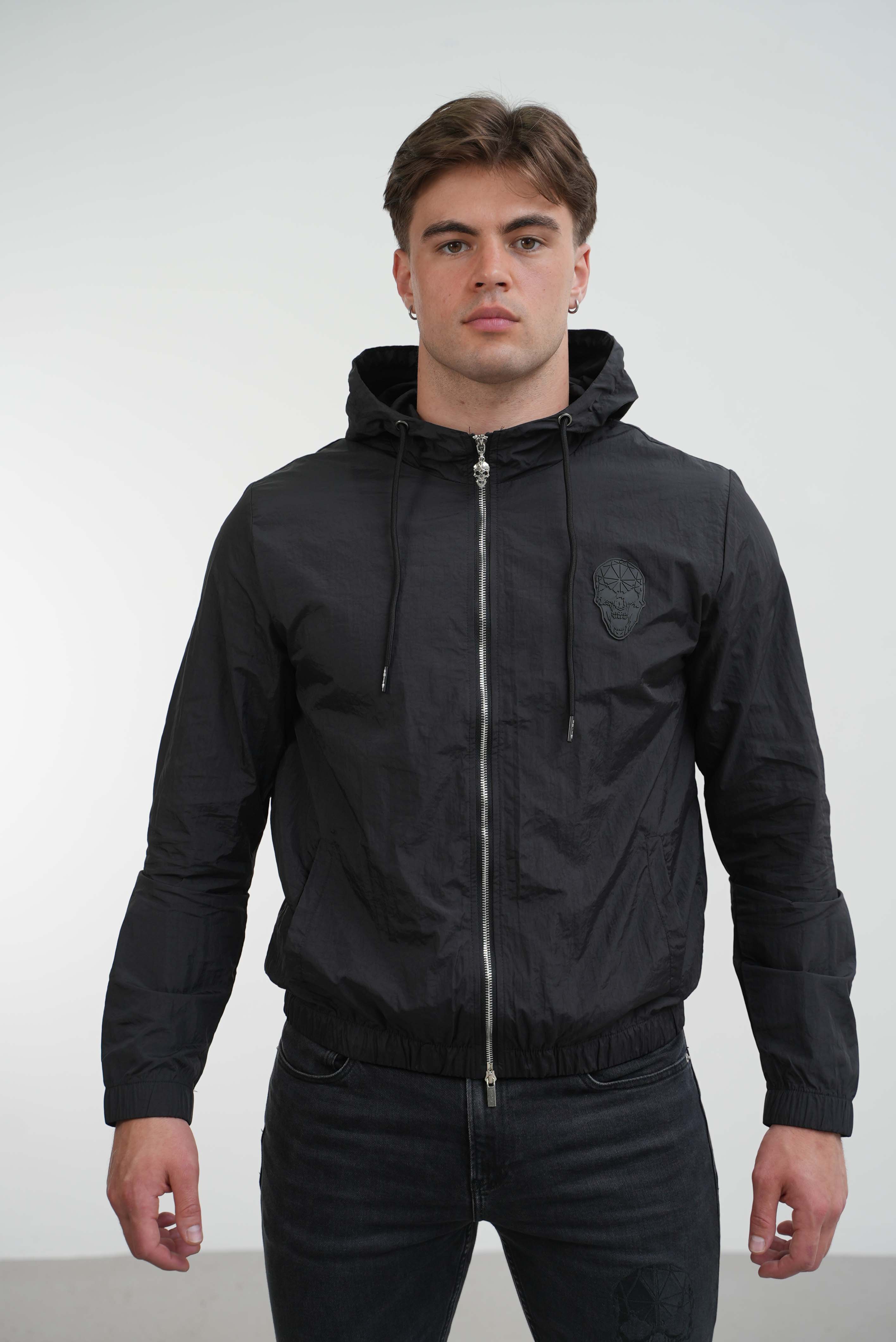 Men's Amico Skull Badge Windbreaker Black