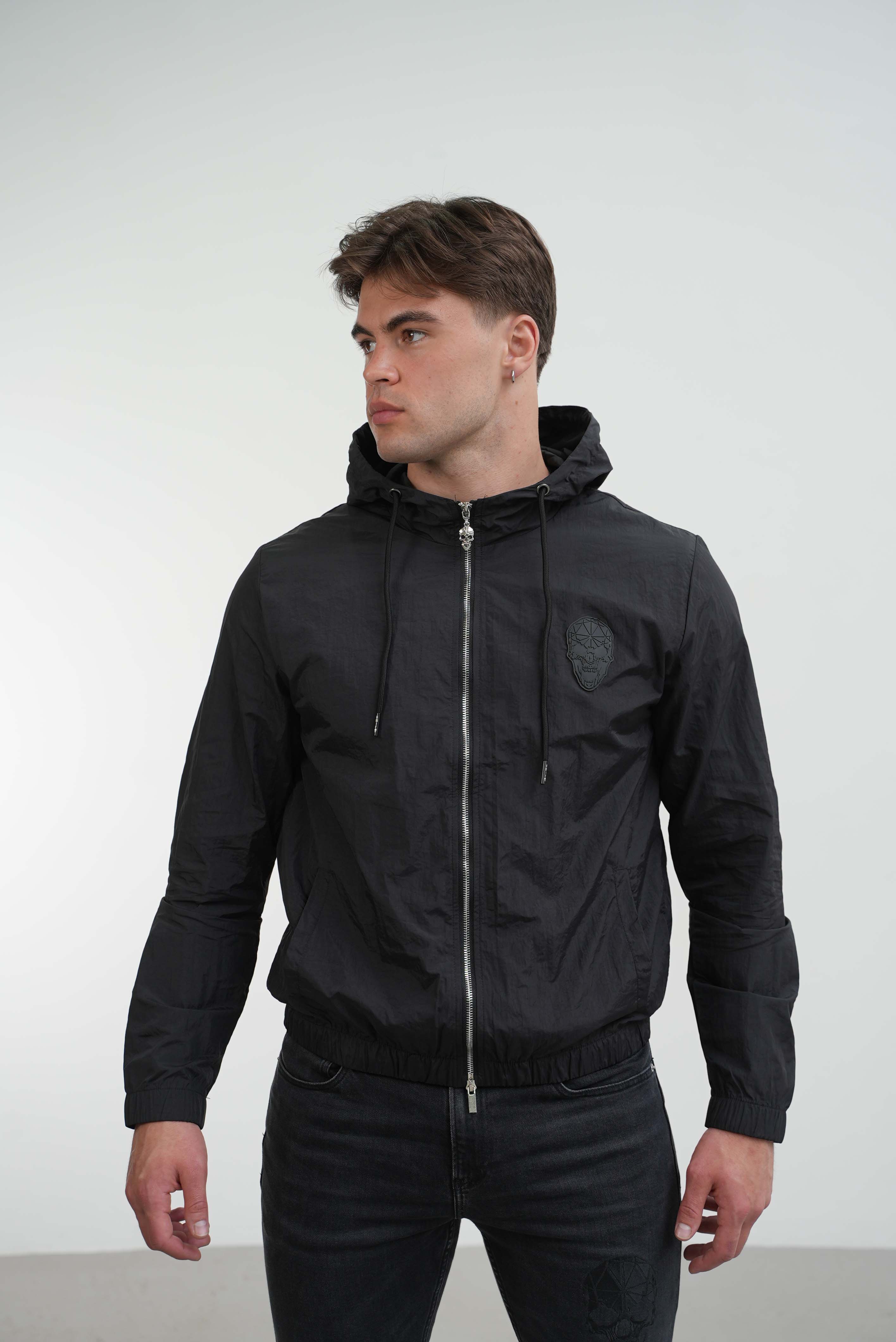 Men's Amico Skull Badge Windbreaker Black