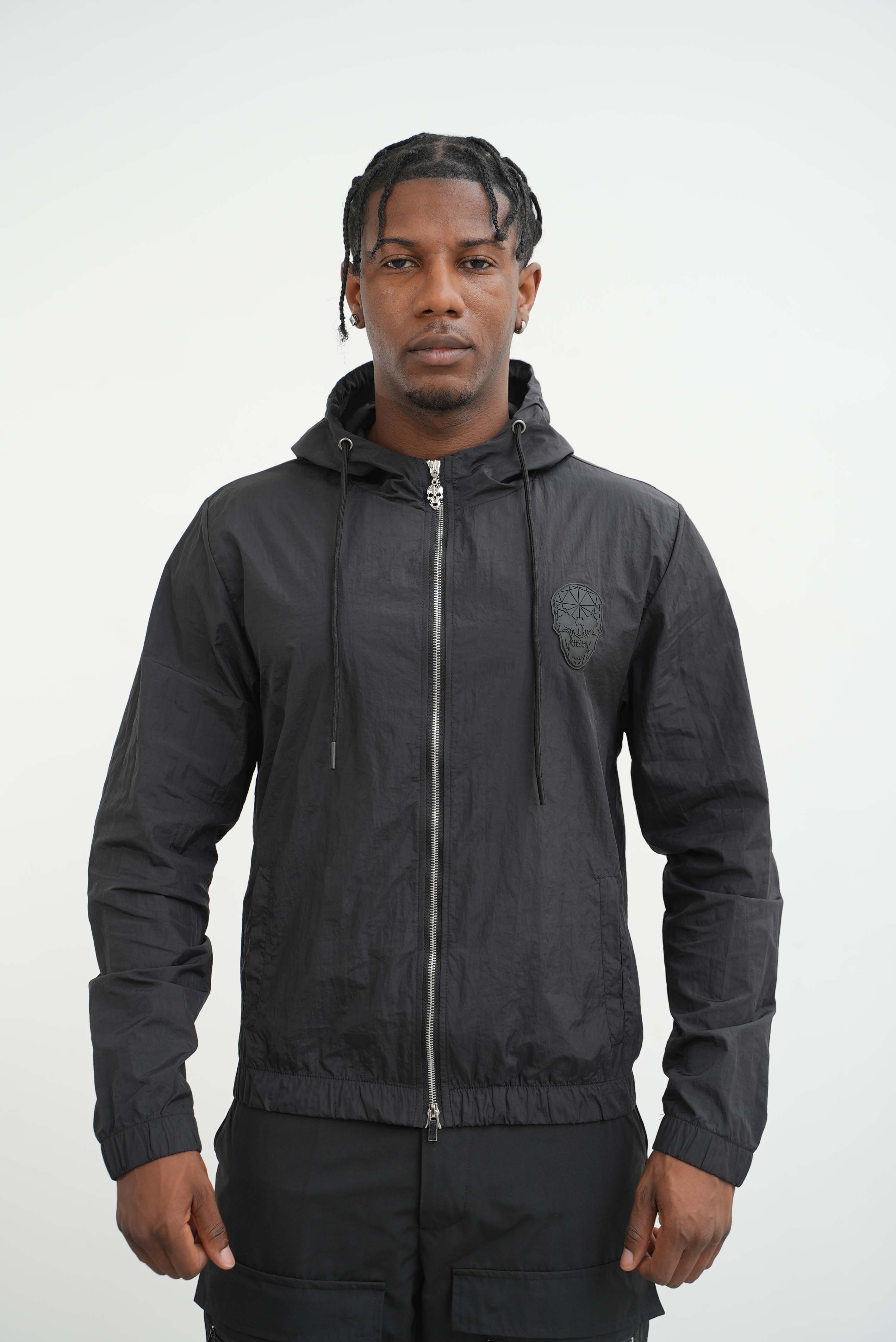 Men's Amico Skull Badge Windbreaker Black