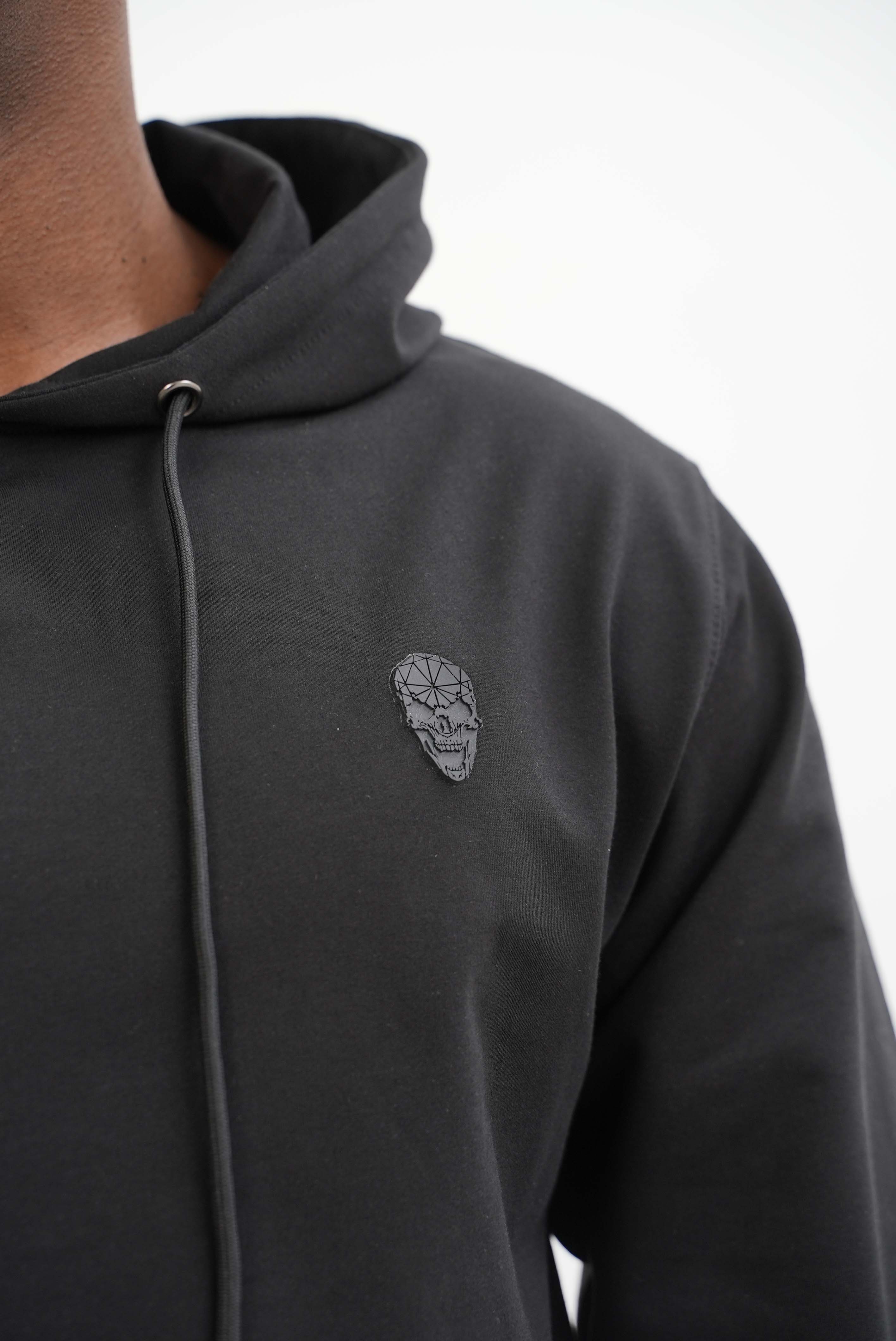 Men's Amico Skull Badge Black Hoodie