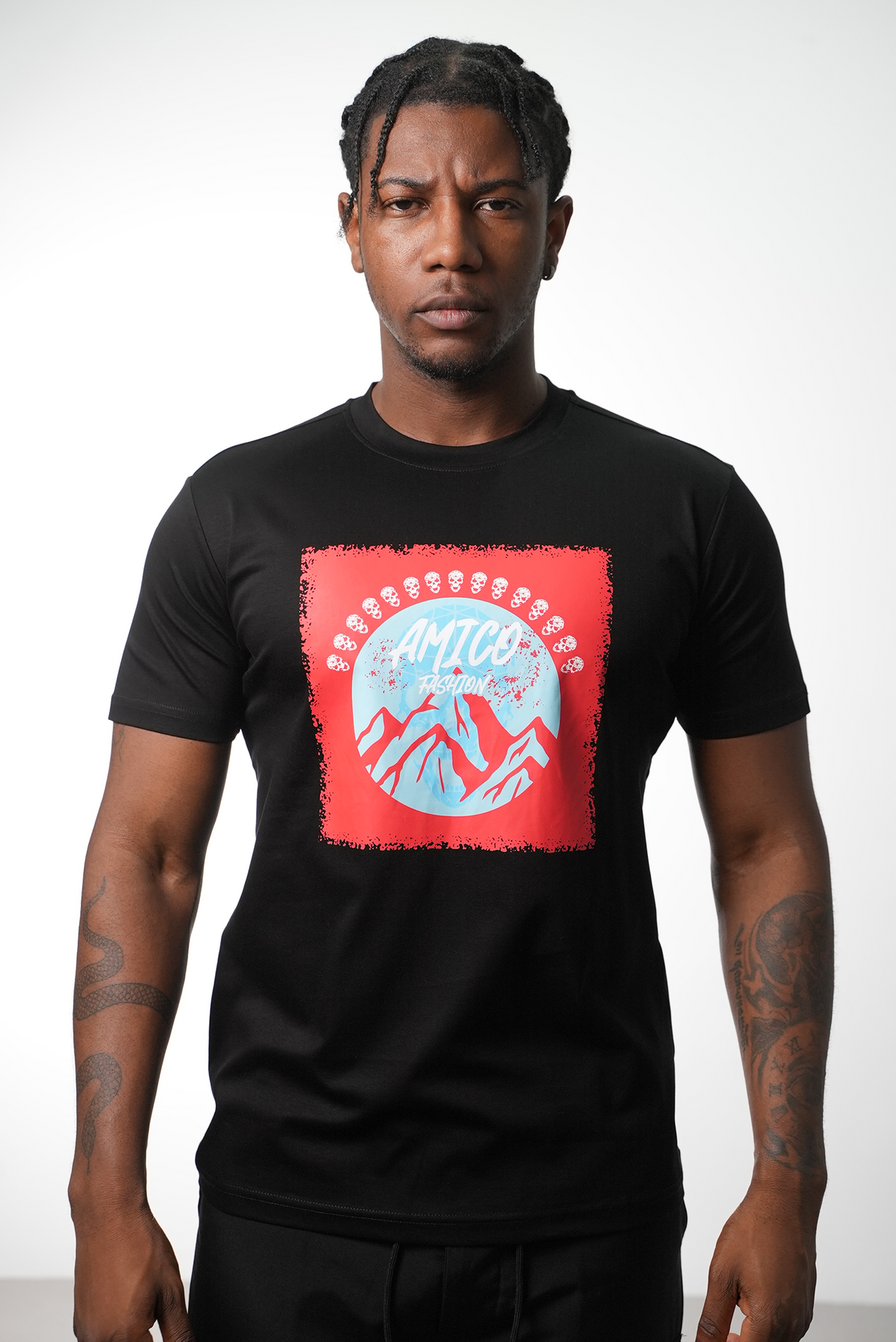 Men's Black Red Mountains T-Shirt