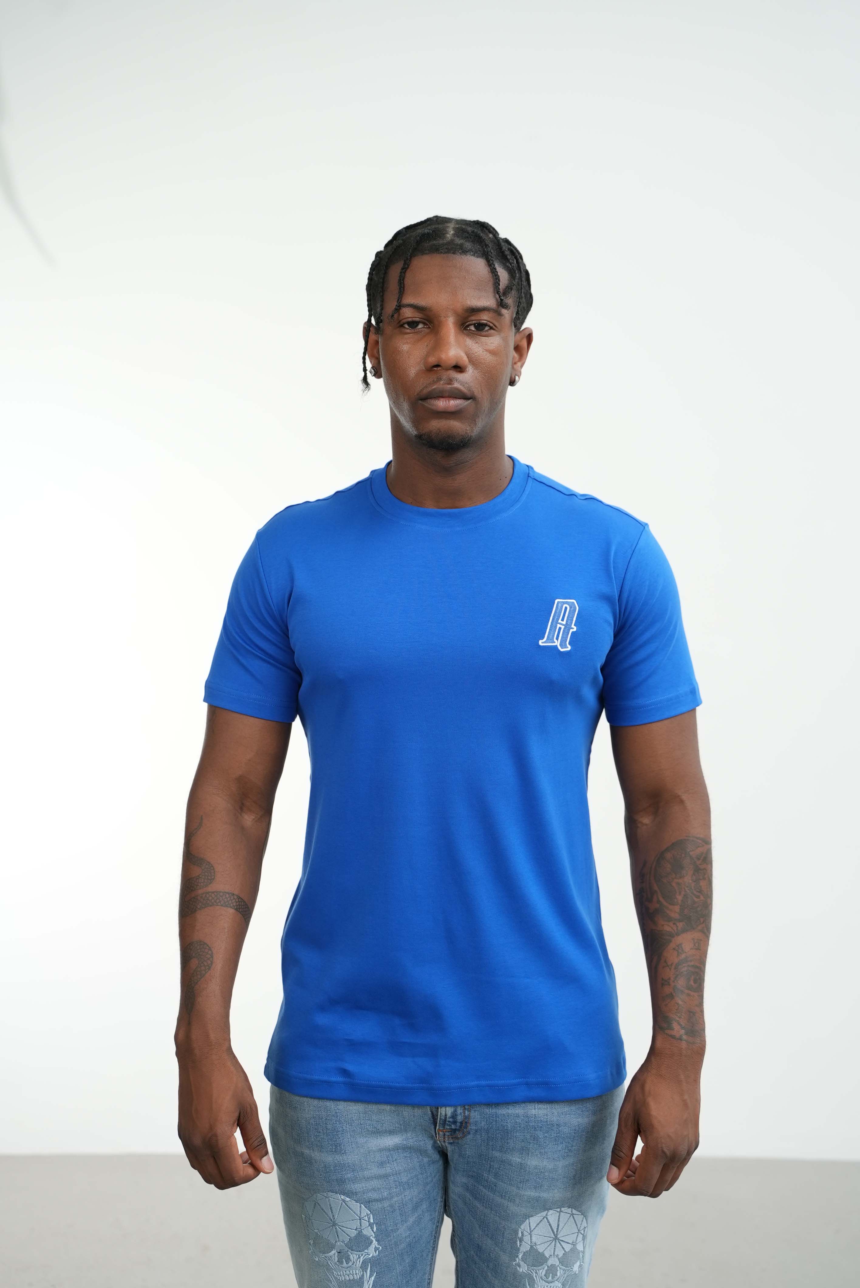 Amico embroidery luxury Tee Blue