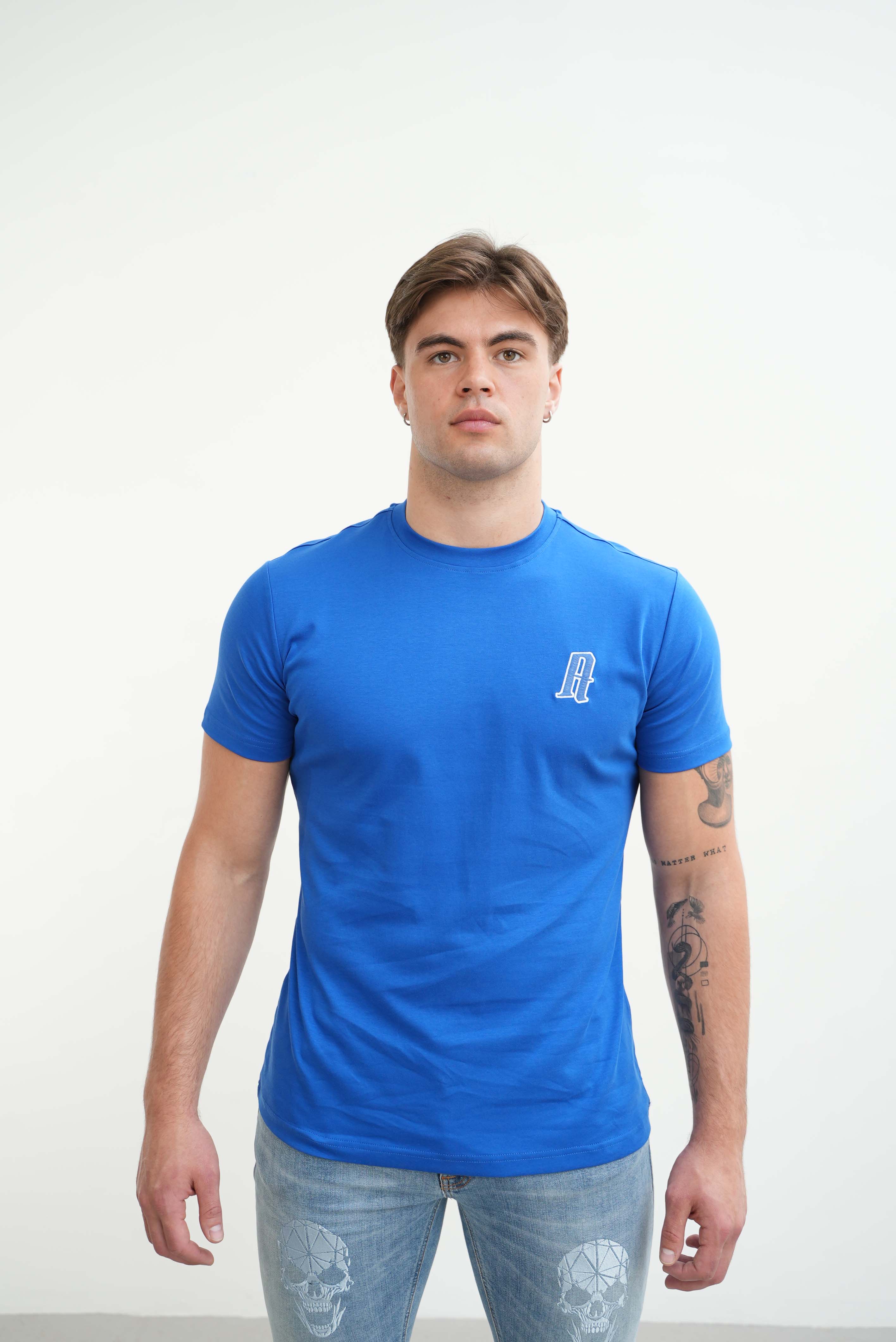 Amico embroidery luxury Tee Blue