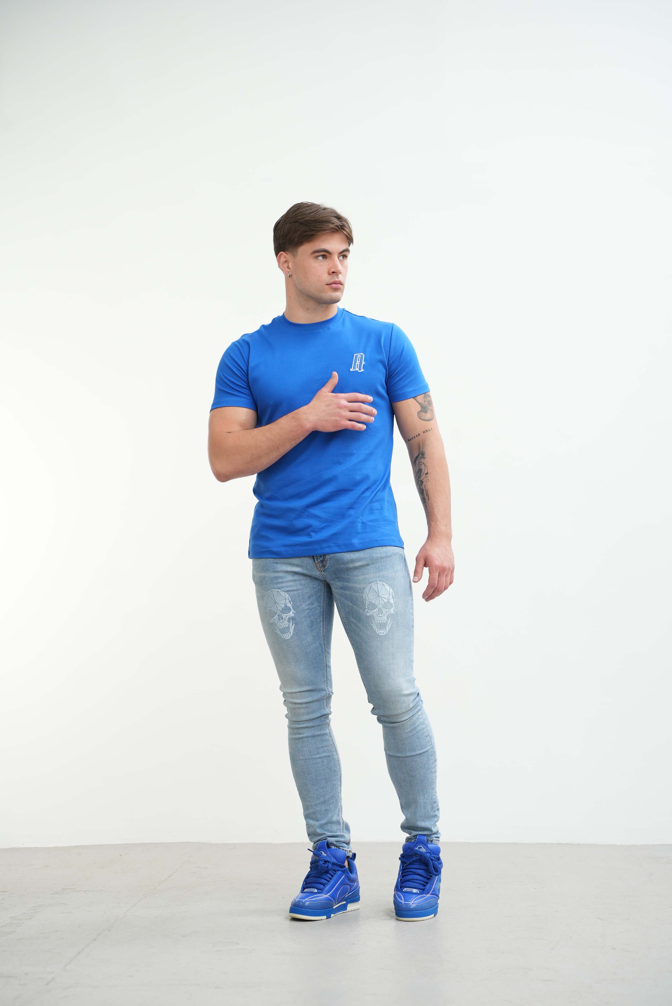 Amico embroidery luxury Tee Blue