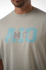 Oversized Stone Washed Grey Amico Print TEE