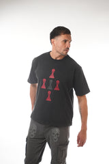 Oversized Stone Washed TRI Pawn 4 Red 1 Black Pawn TEE