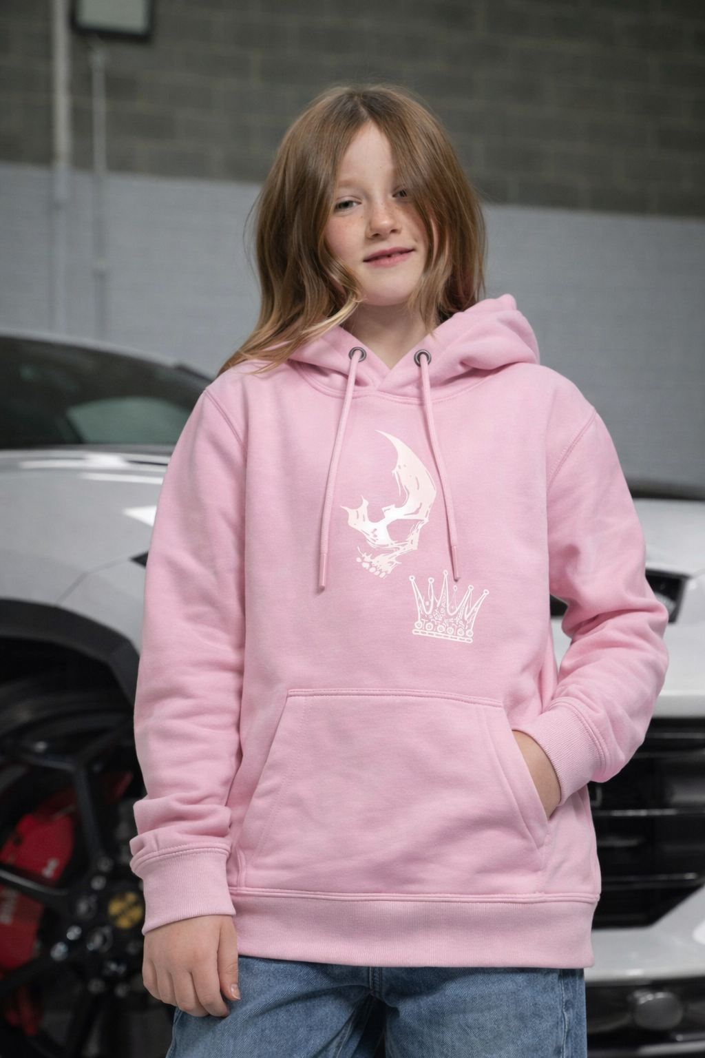 Amico Jr Skull & Crown Pink Hoodie