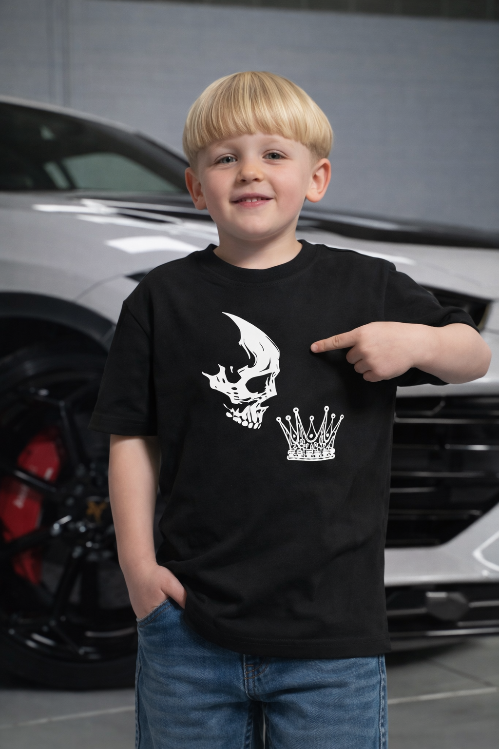 Amico Jr Skull & Crown Black Tee
