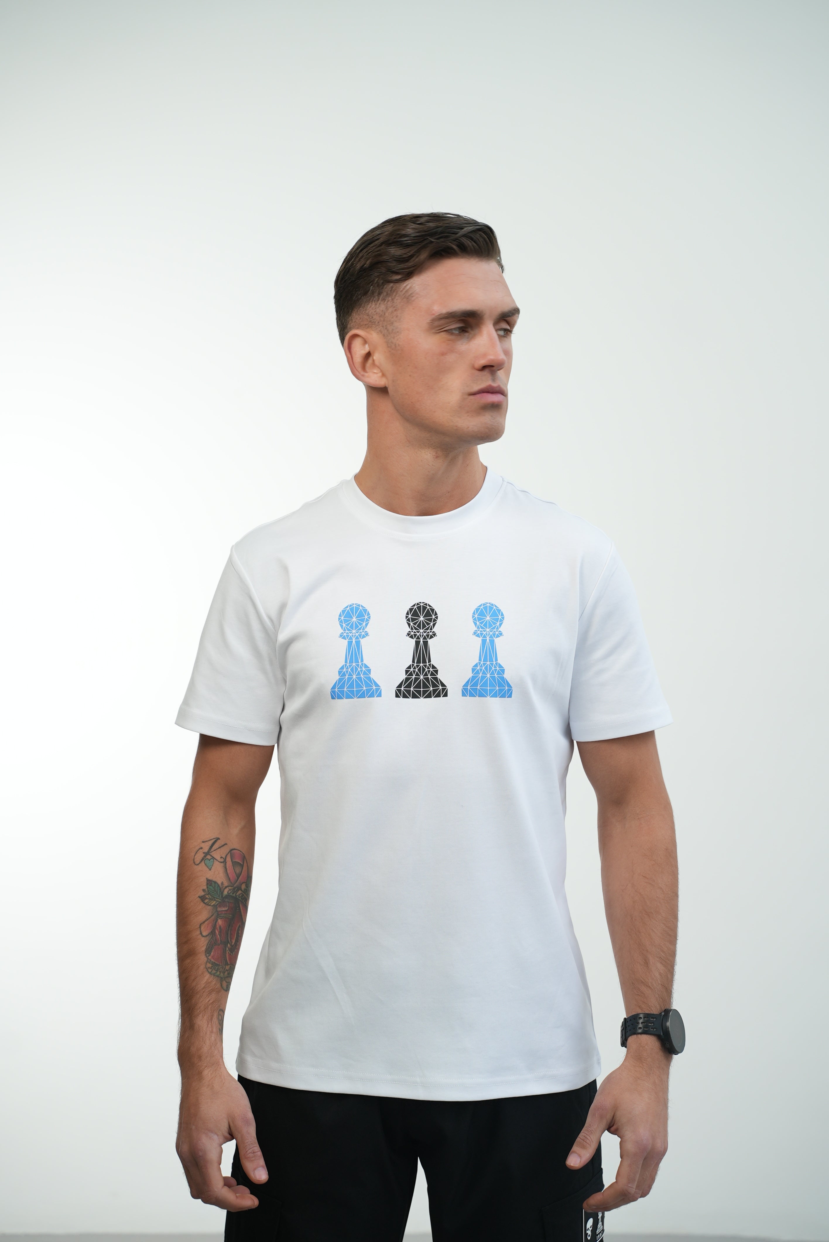 Men's Amico Tri Pawn Blue White T-Shirt