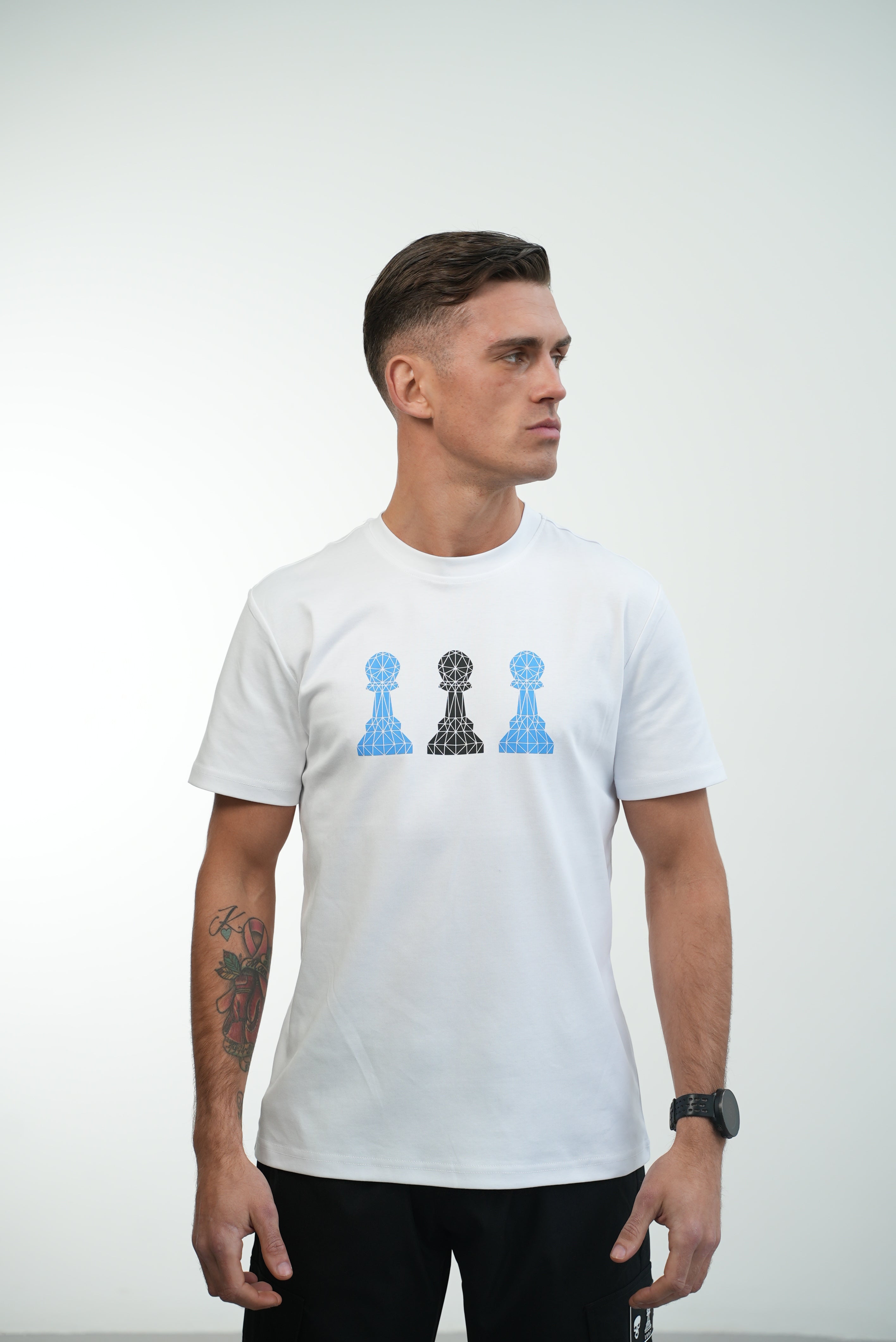 Men's Amico Tri Pawn Blue White T-Shirt