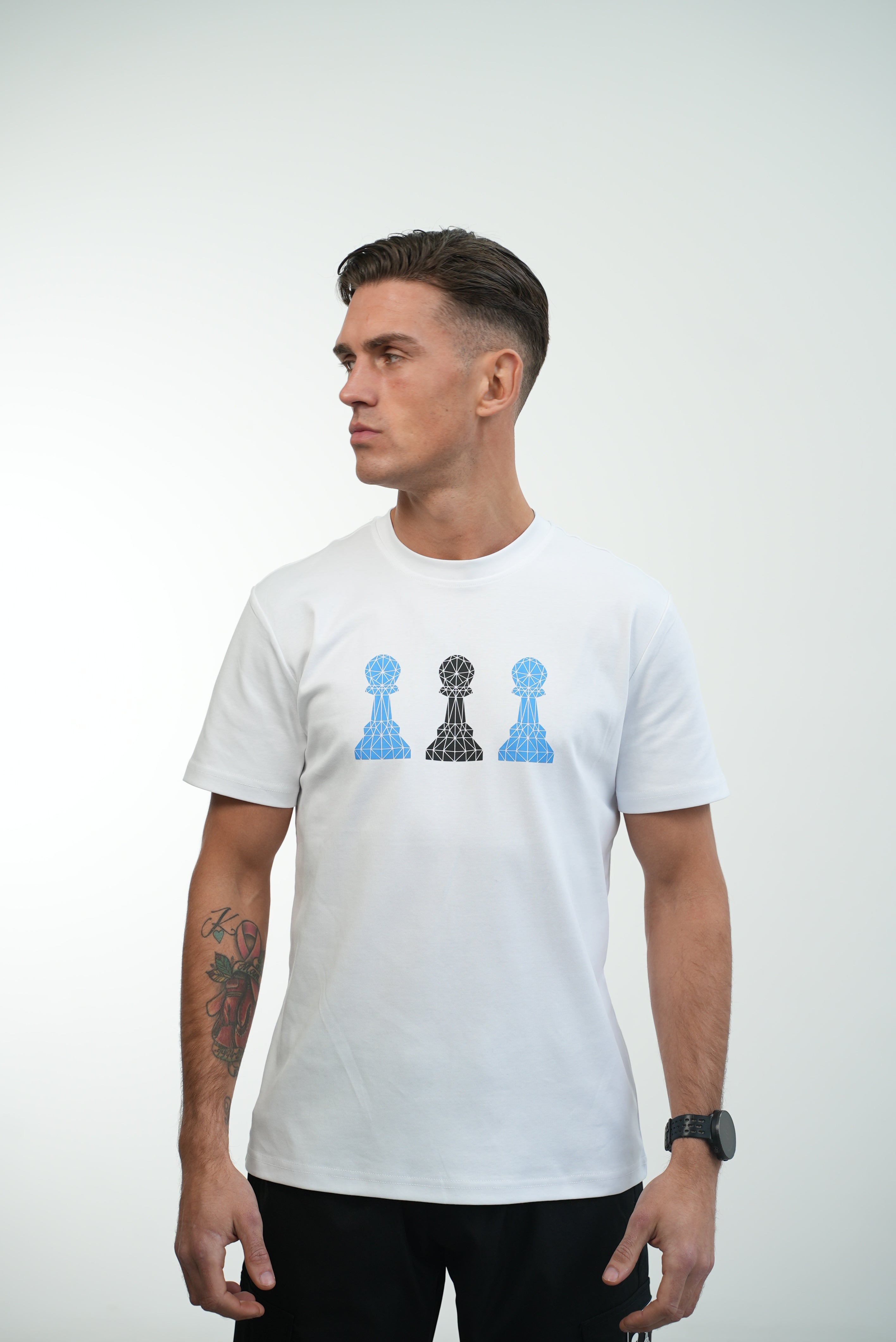 Men's Amico Tri Pawn Blue White T-Shirt