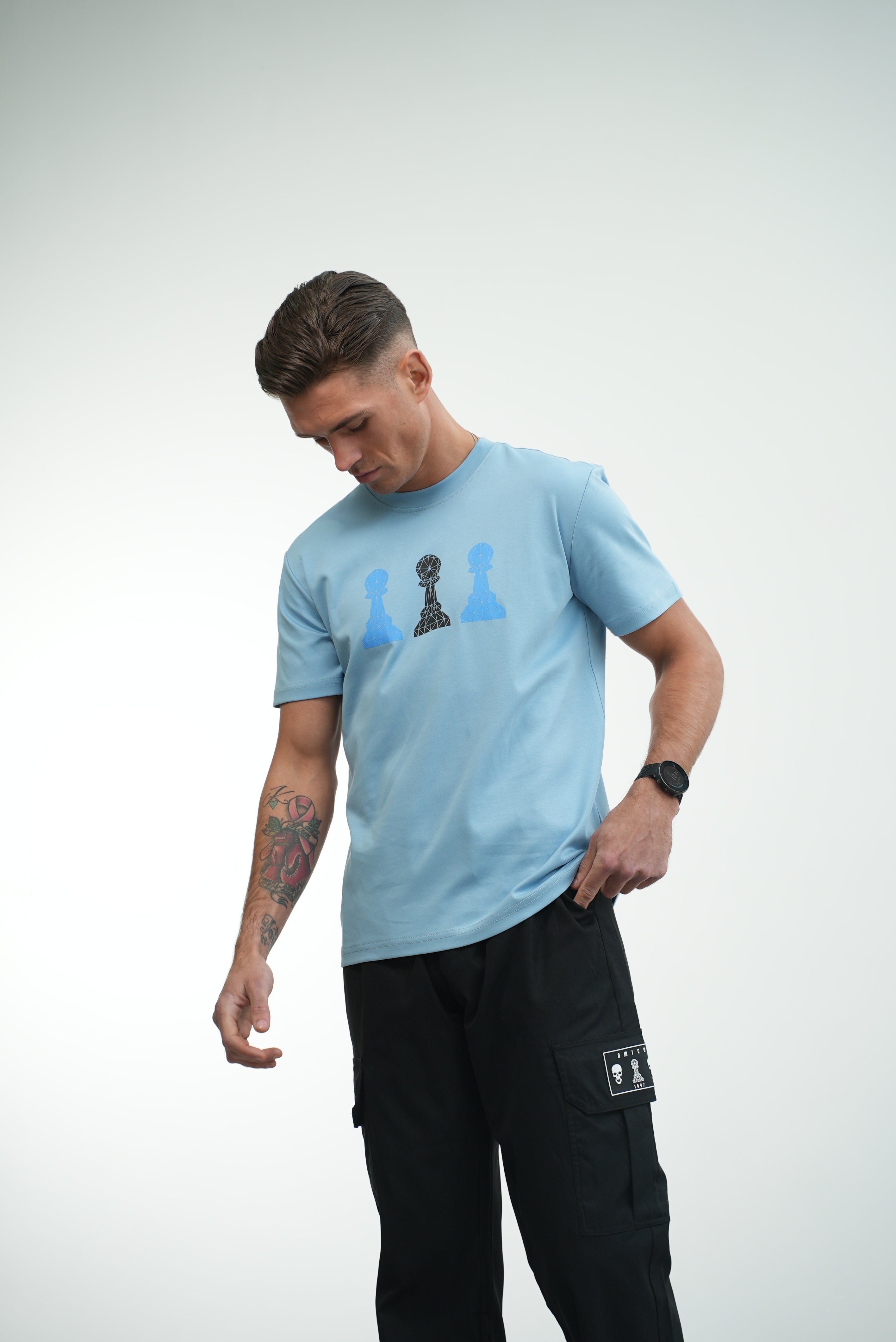 Amico Tri-Pawn Baby Blue             Blue/Black Tee