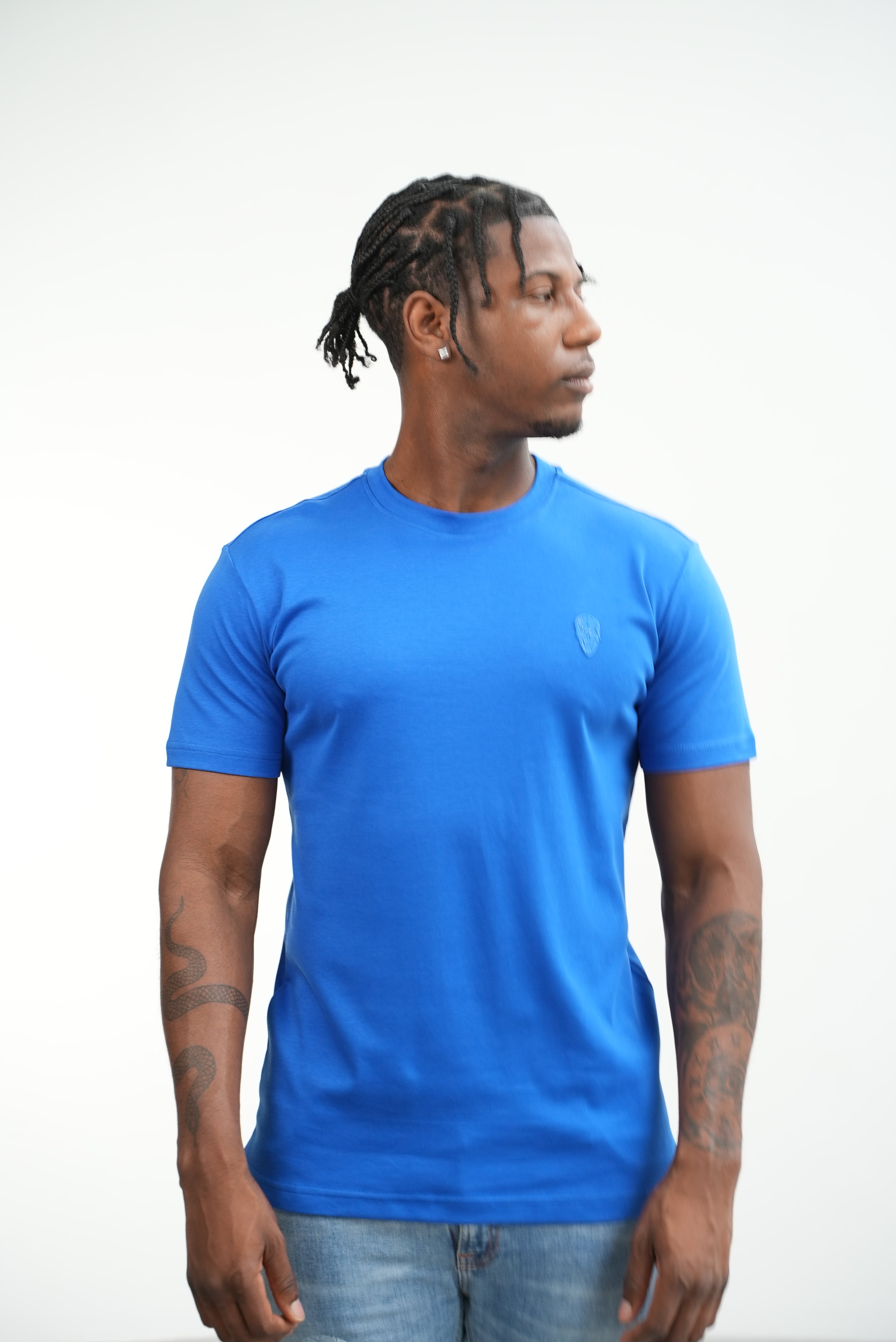 Men's Amico Skull Badge Blue T-Shirt