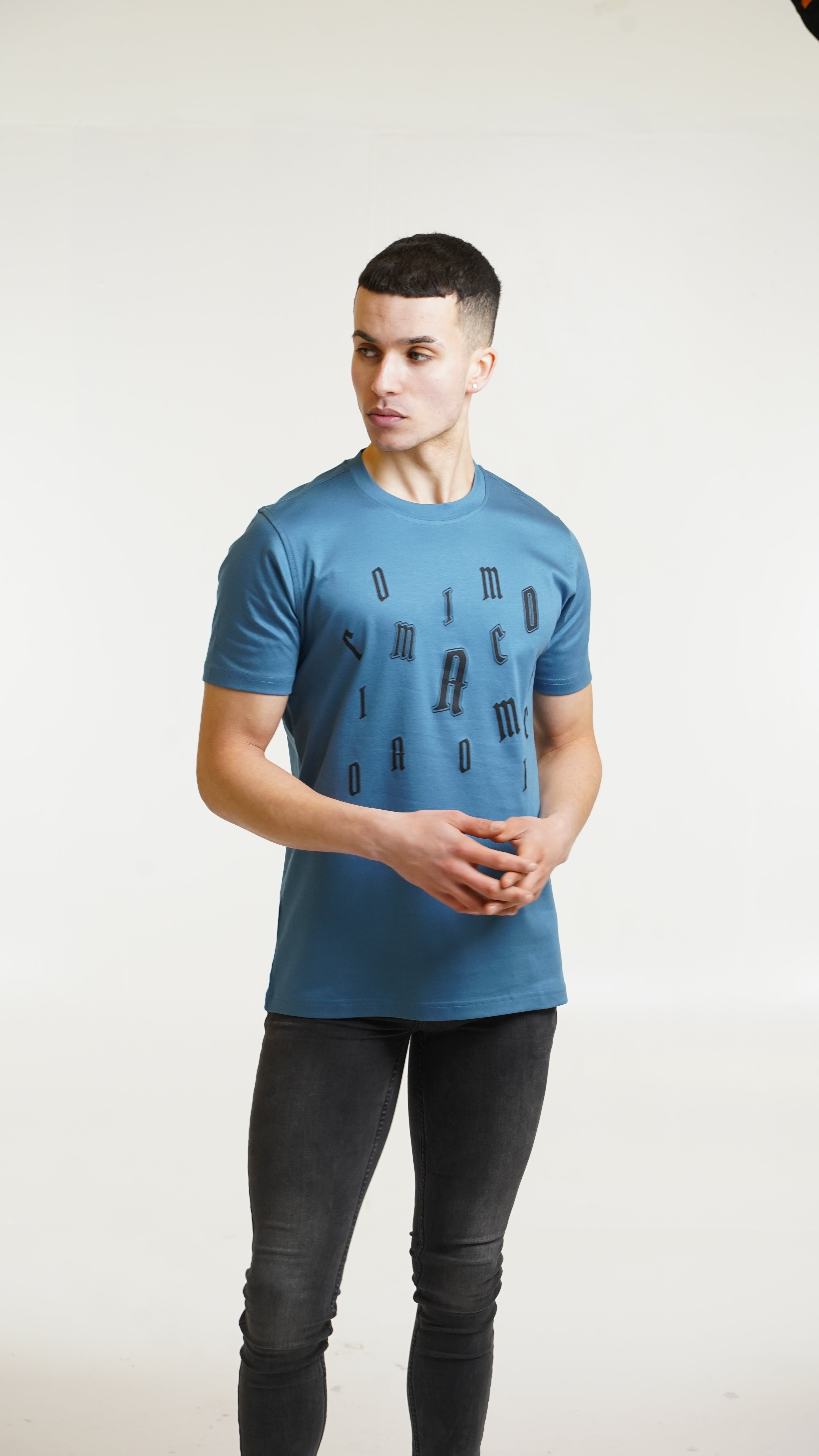 Men's Amico Letter Blue T-Shirt