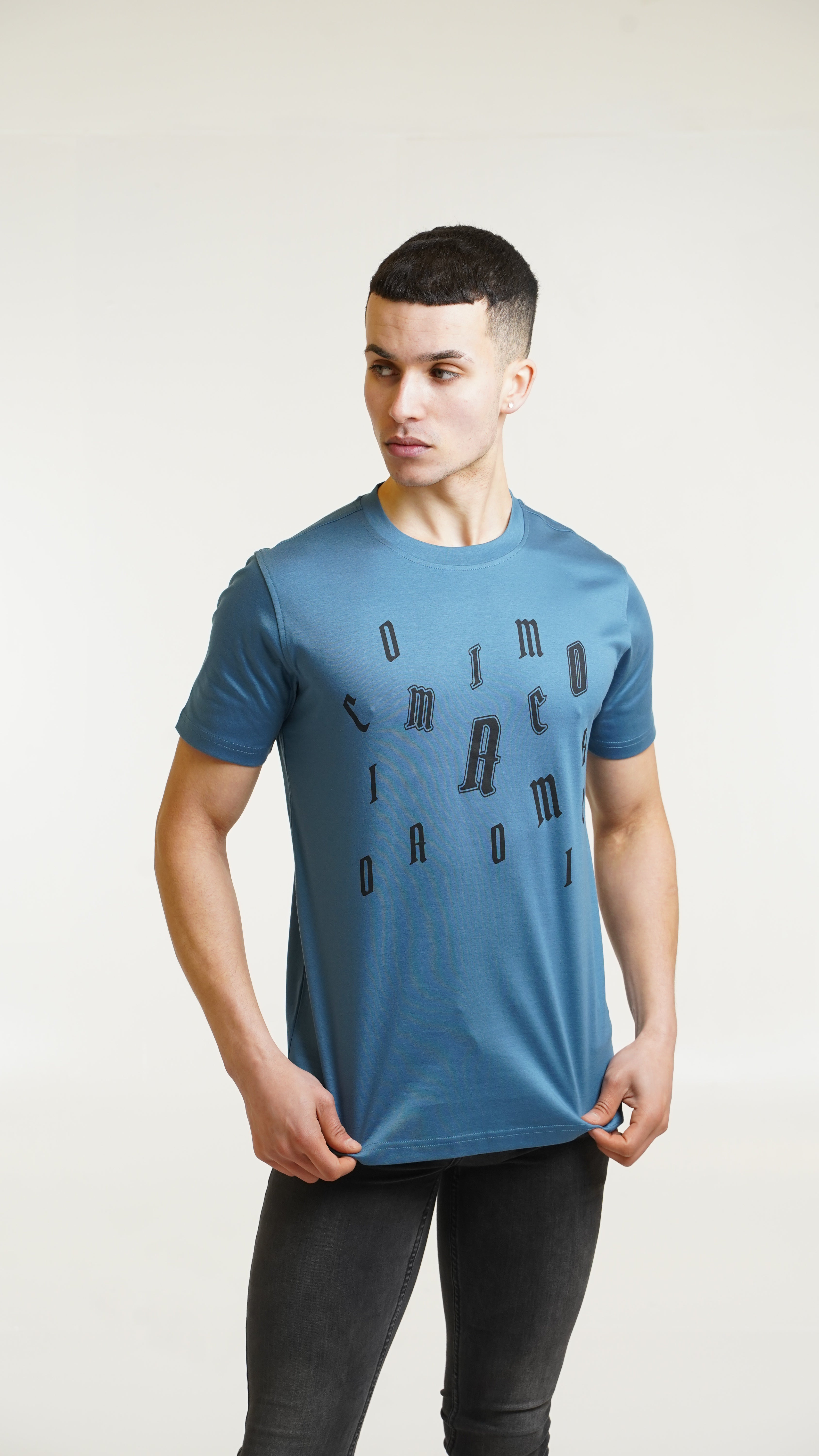 Men's Amico Letter Blue T-Shirt