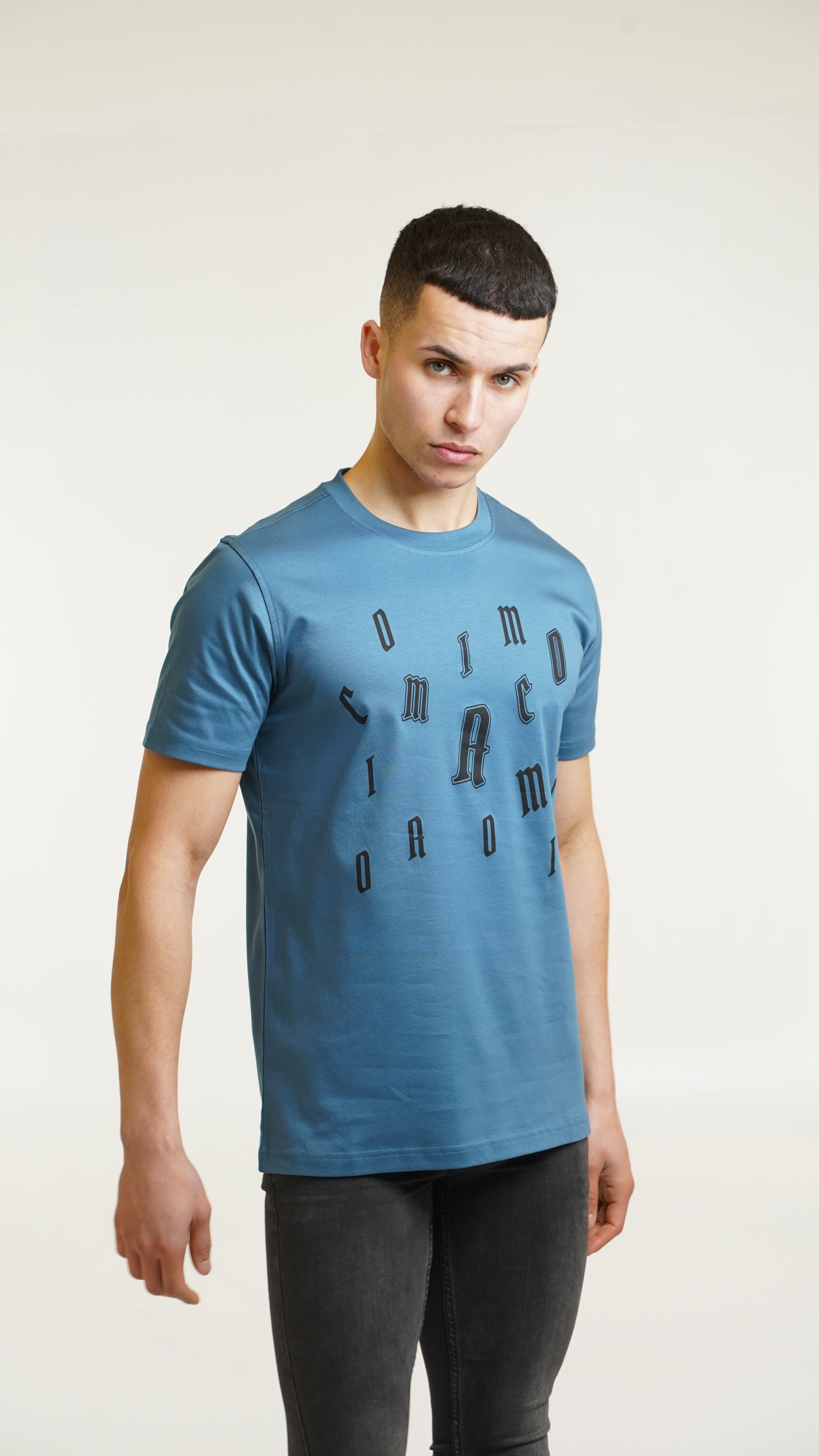 Men's Amico Letter Blue T-Shirt