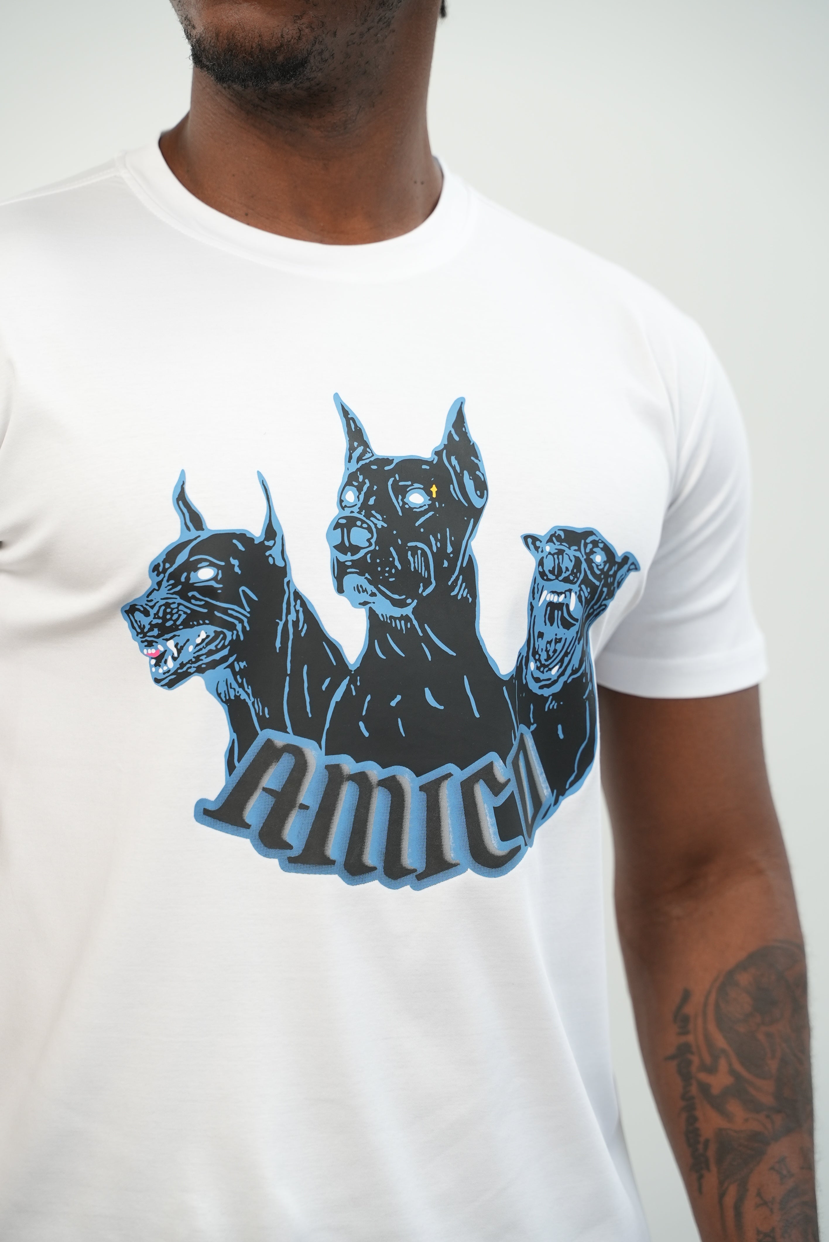 Men's White Amico Doberman T-Shirt