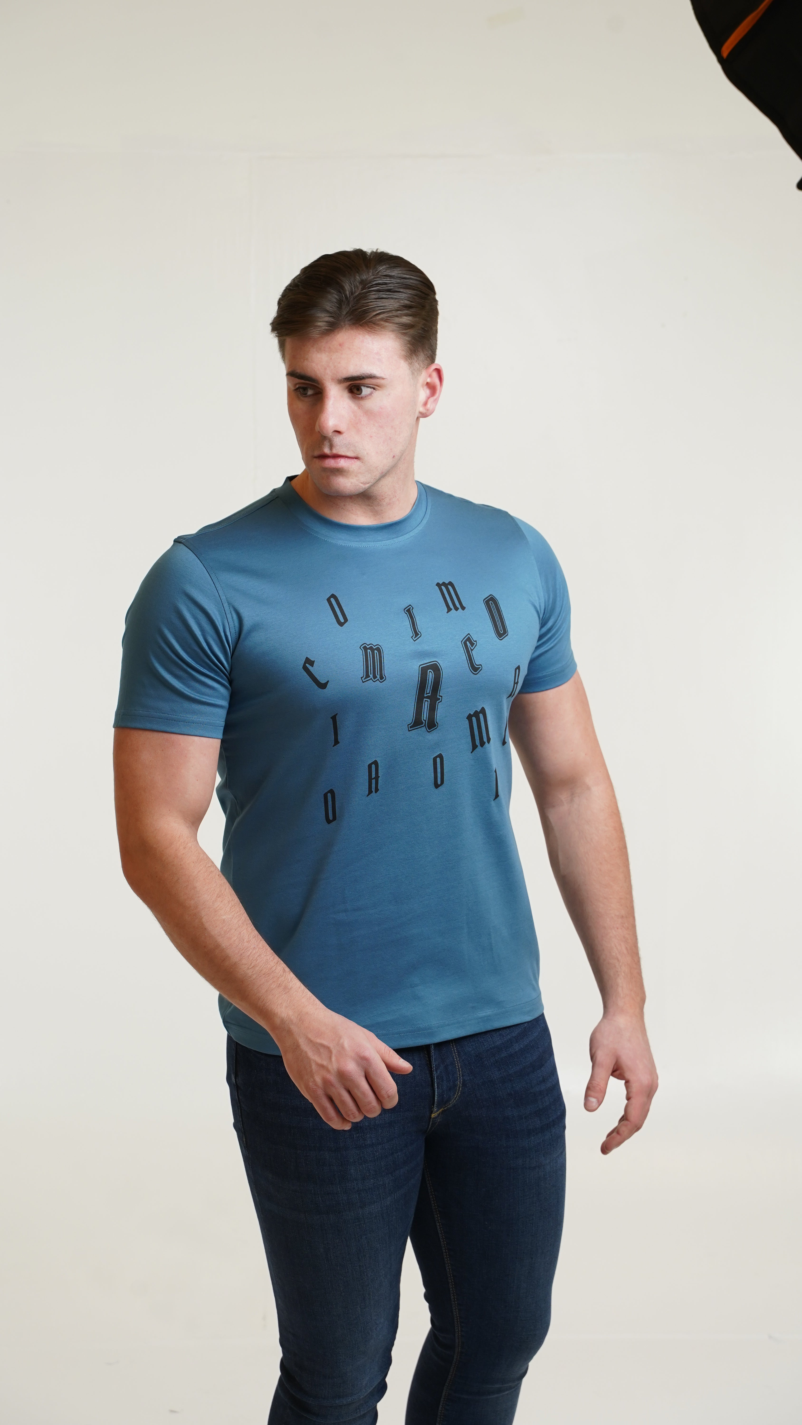 Men's Amico Letter Blue T-Shirt