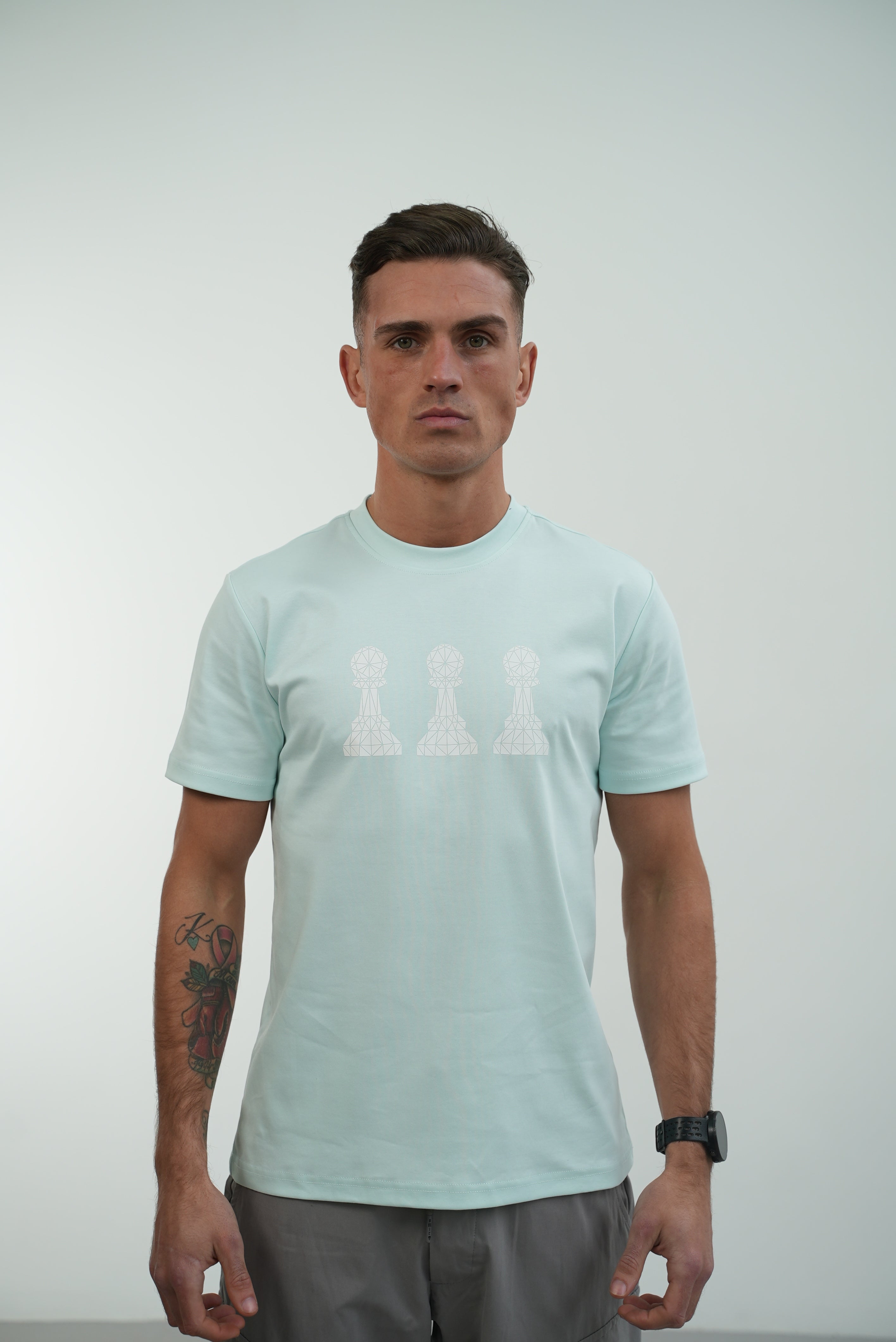 Men's Amico Tri Pawn Baby Blue White T-Shirt