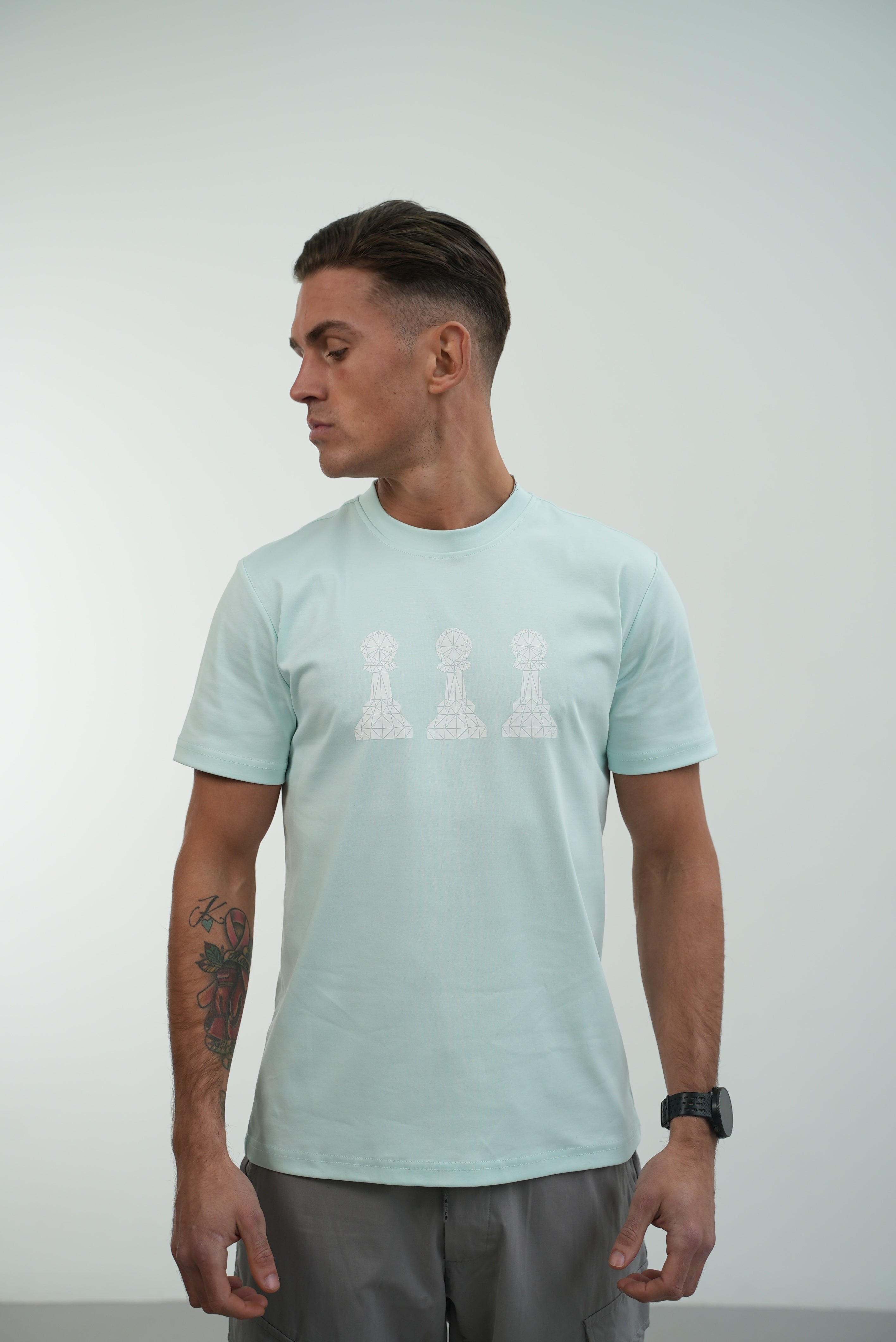 Men's Amico Tri Pawn Baby Blue White T-Shirt